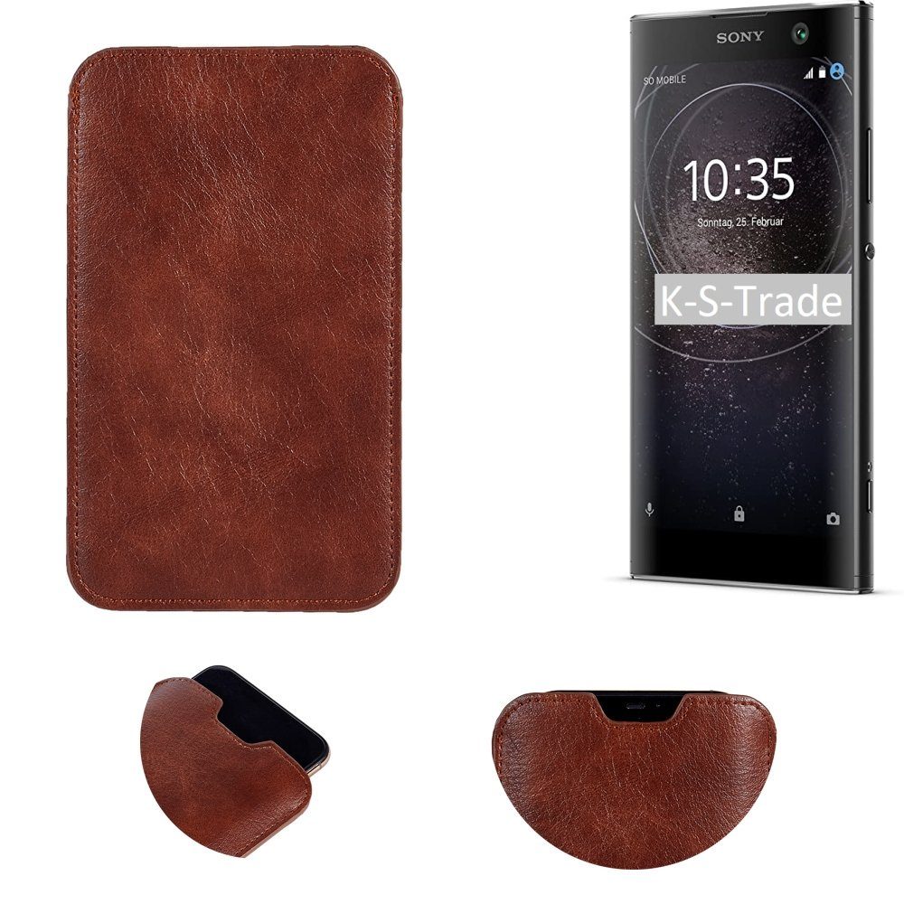K-S-Trade Handyhülle für Sony Xperia XA2, Schutzhülle Handyhülle Handytasche Kunstleder Sleeve in braun