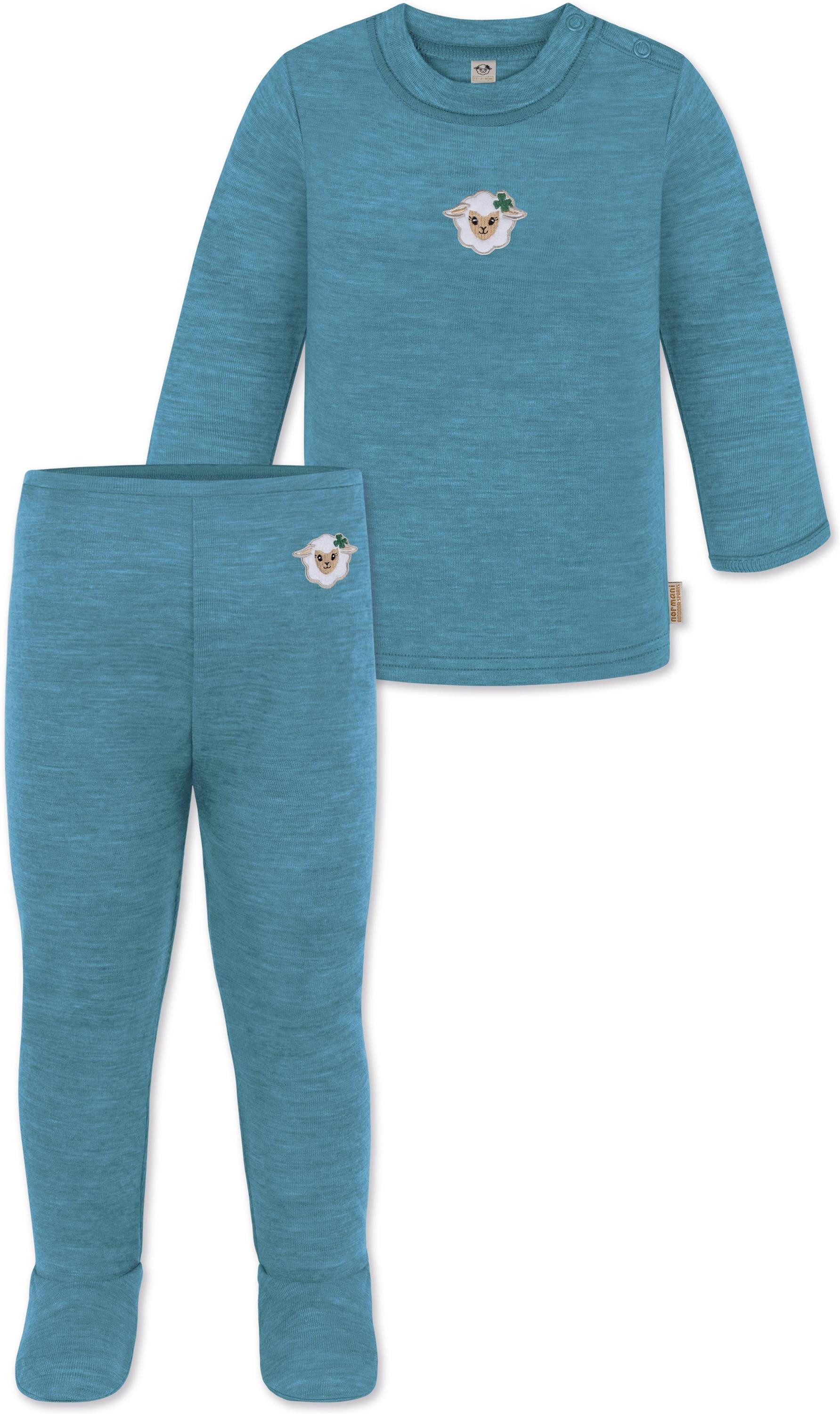 Langarmwickelbody Baby Merino Set Wollpullover und Unterhose