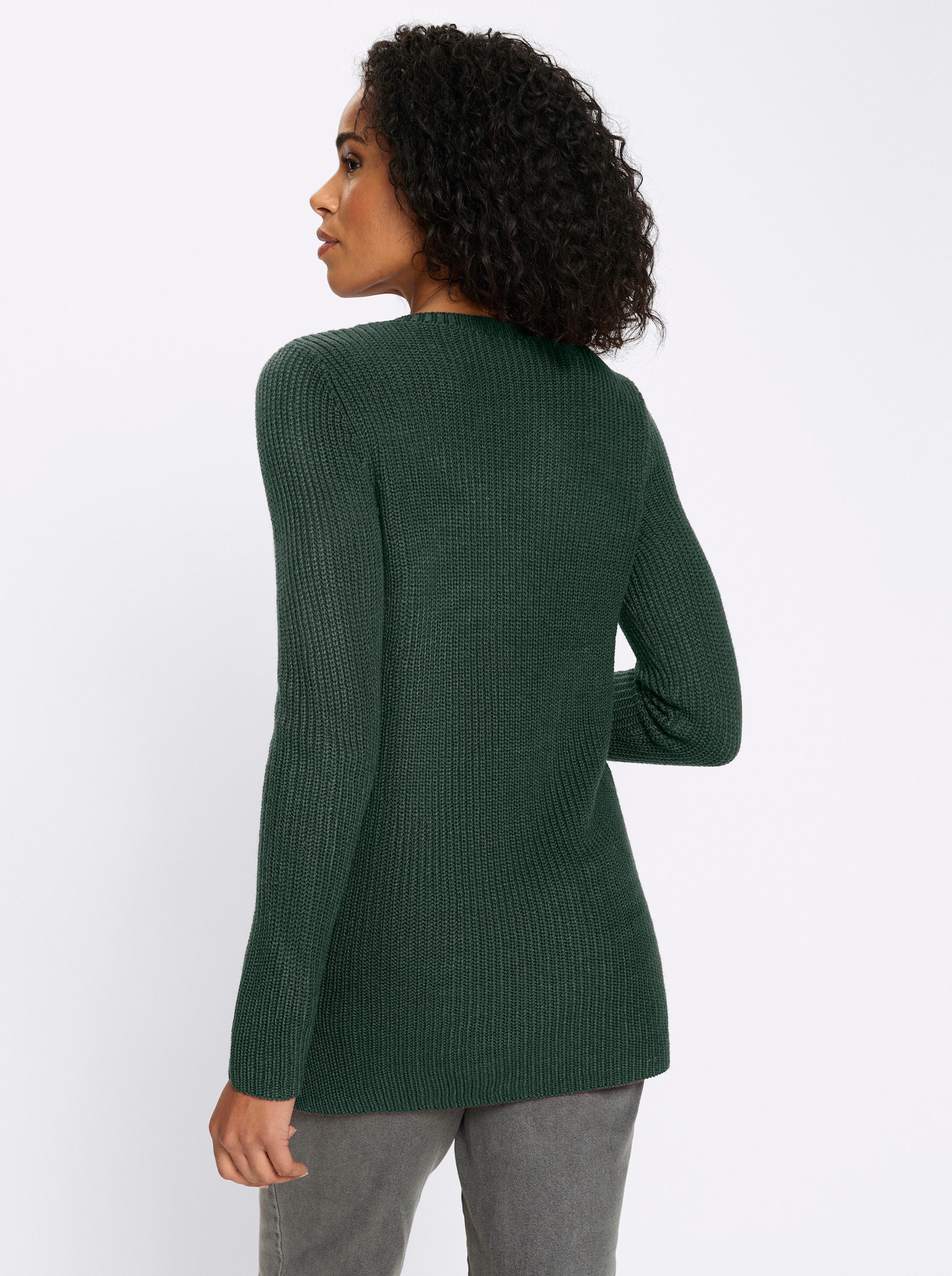 Sieh an! Strickpullover Longpullover Langarm Perlfang