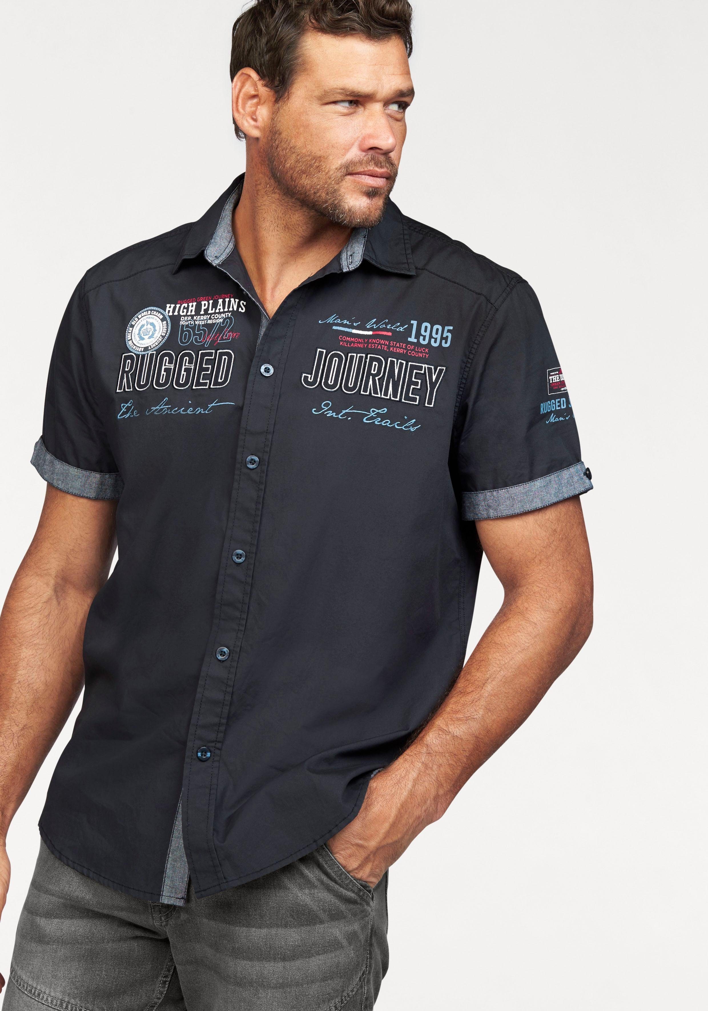 Mans World Kurzarmhemd mit Print und Aufnähern günstig online kaufen