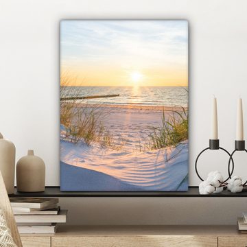 OneMillionCanvasses® Leinwandbild Strand - Sonne - Düne - Gras - Sand - Horizont, (1 St), Leinwand Bilder für Wohnzimmer Schlafzimmer 30x40 cm
