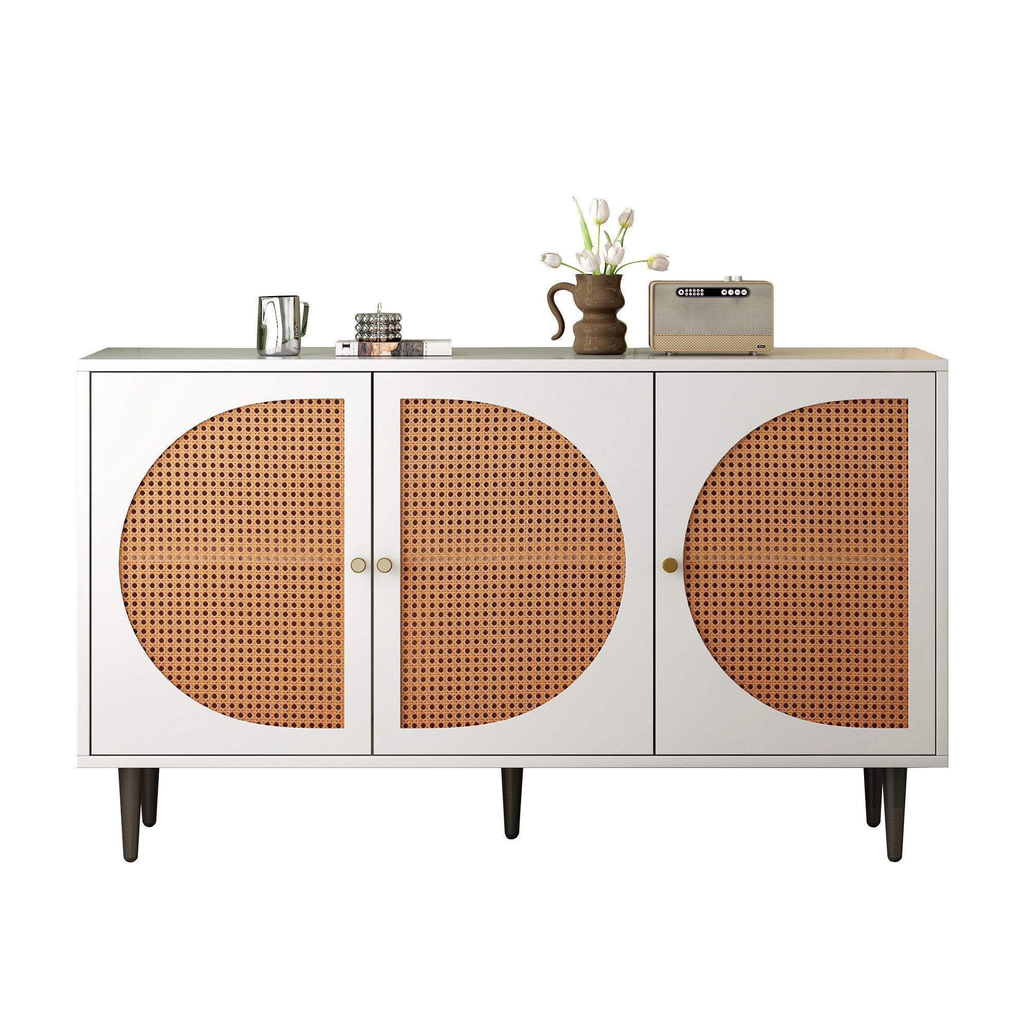 Yorbay Sideboard Kommode, Rattan-Sideboard mit 3Türen günstig online kaufen