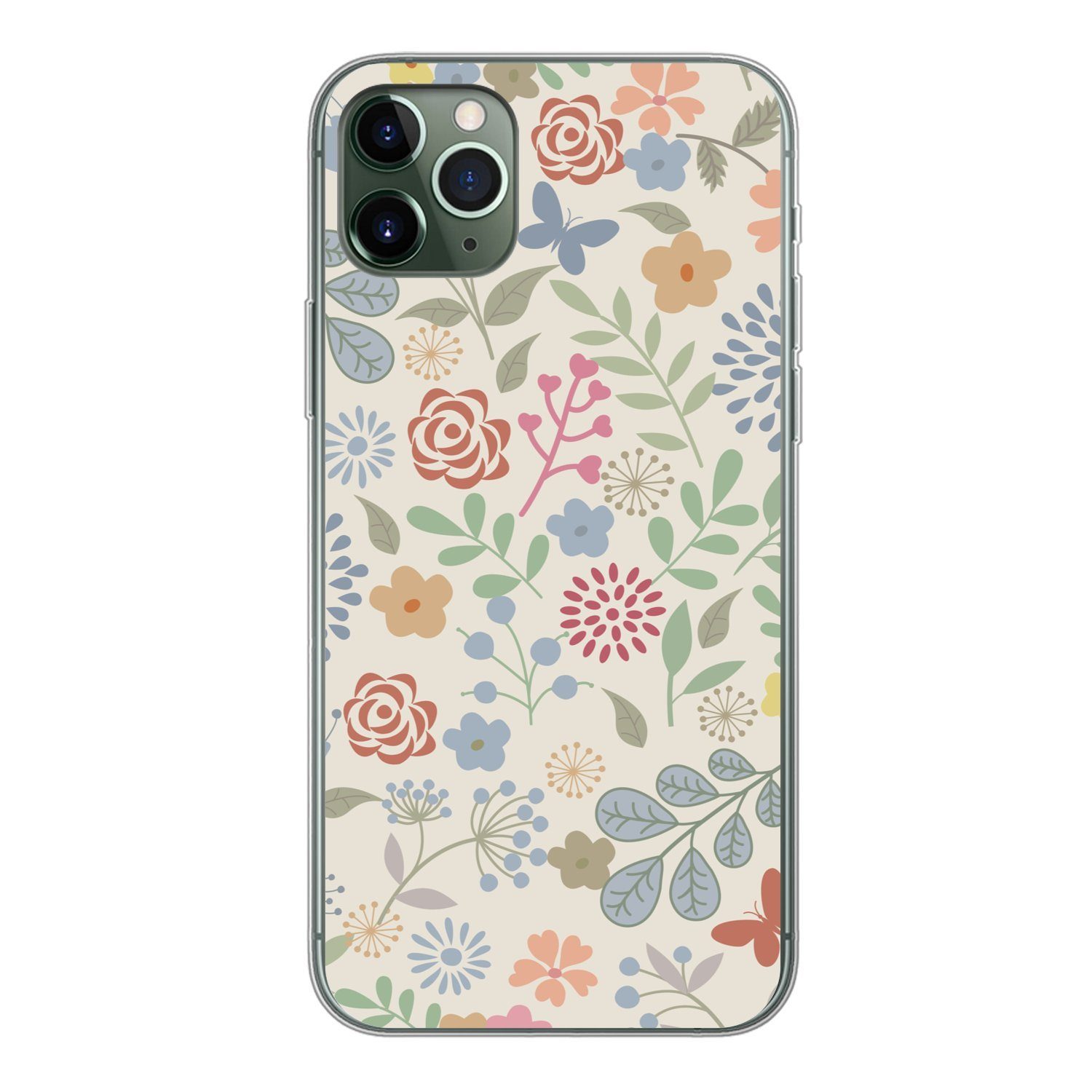 MuchoWow Handyhülle für Apple iPhone 11 Pro Max Eine Blumenmuster-Illustration mit vielen, Smartphone-Bumper, Print, Handy Schutzhülle Dünn