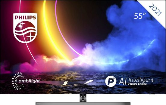 Philips 55OLED856/12 OLED-Fernseher (139 cm/55 Zoll, 4K Ultra HD, Android TV, Smart-TV, 4-seitiges Ambilight)