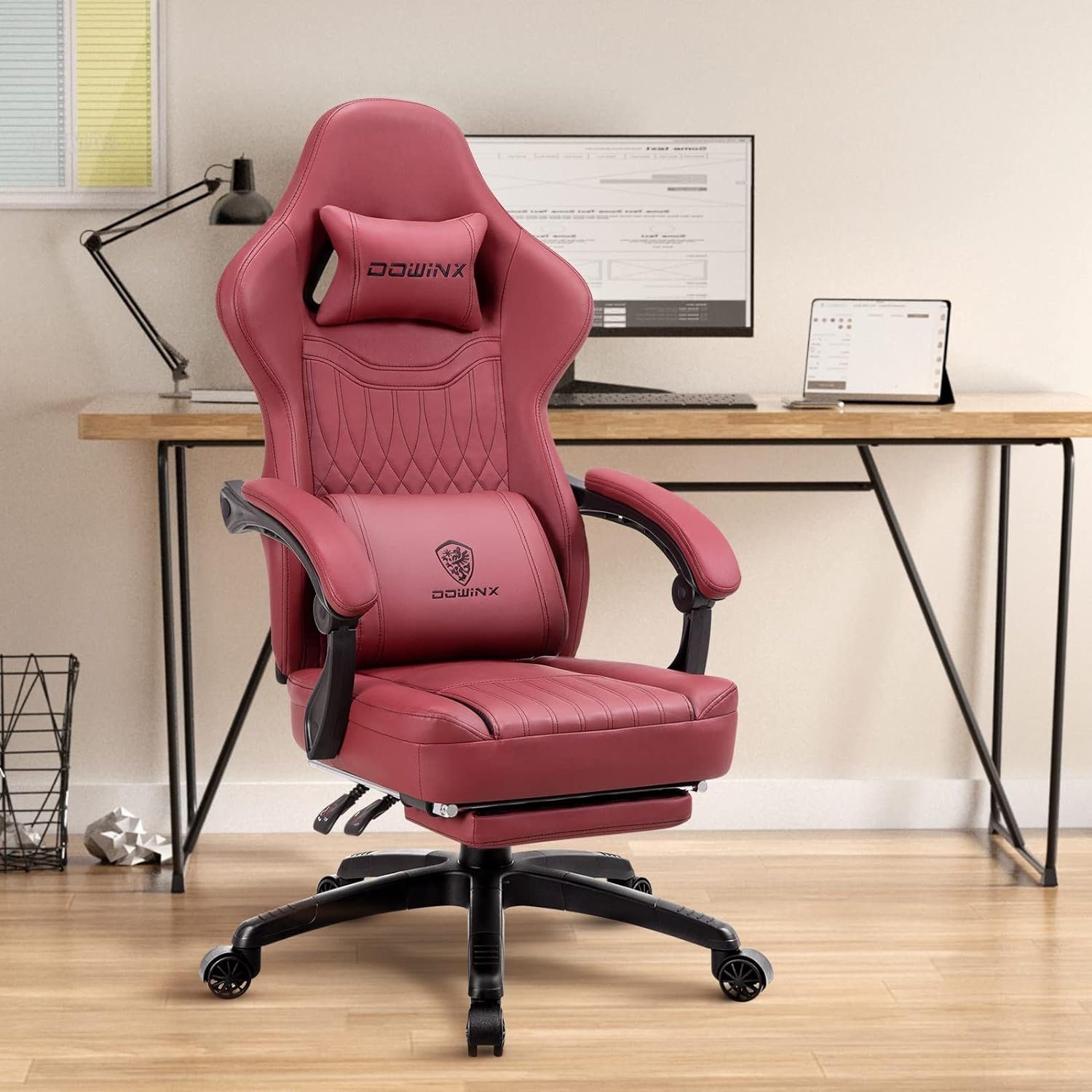 Gaming Mit Sessel Stuhl Fußstütze Dowinx Ergonomischer Taschenfederkissen Chair mit Burostuhl,Schreibtischstuhl Verstellbarer Sitz), (Ergonomischer Gaming