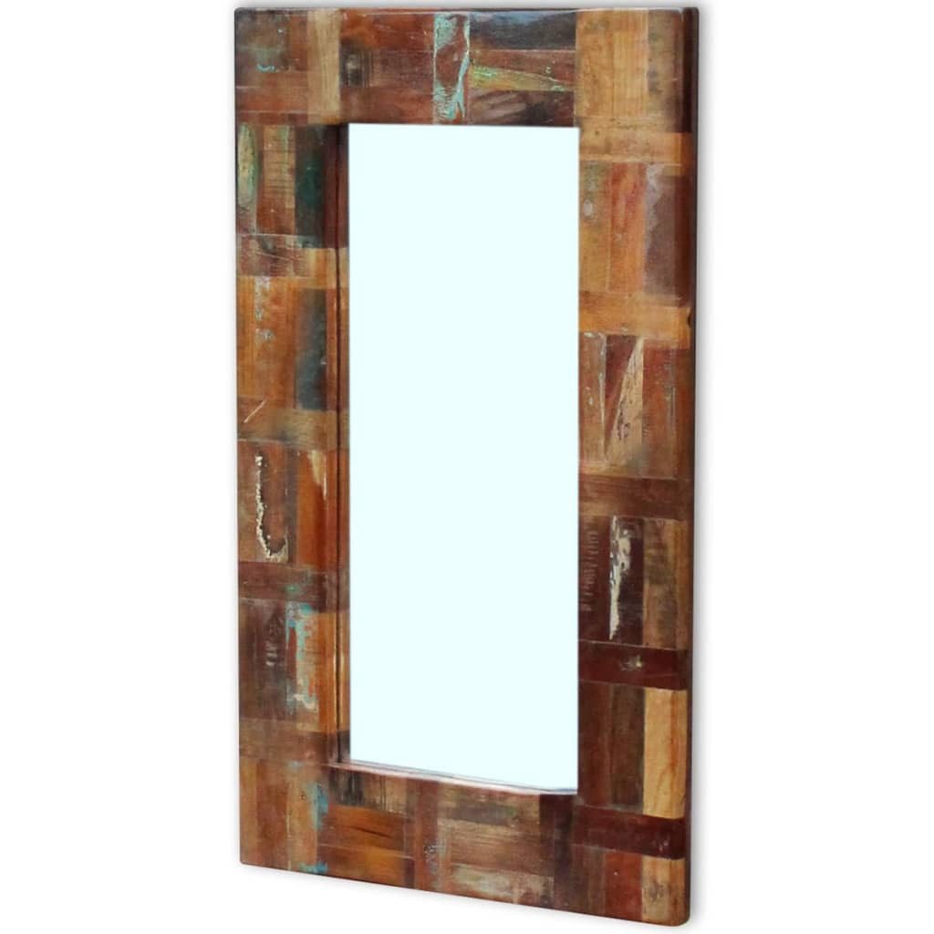 furnicato Wandspiegel Handgefertigter Spiegel aus Recyceltem Holz 50 x 80 cm im Retro-Style (1-St), Lackierte Wandspiegel-Variante für Bad, Makeup oder Garderobe