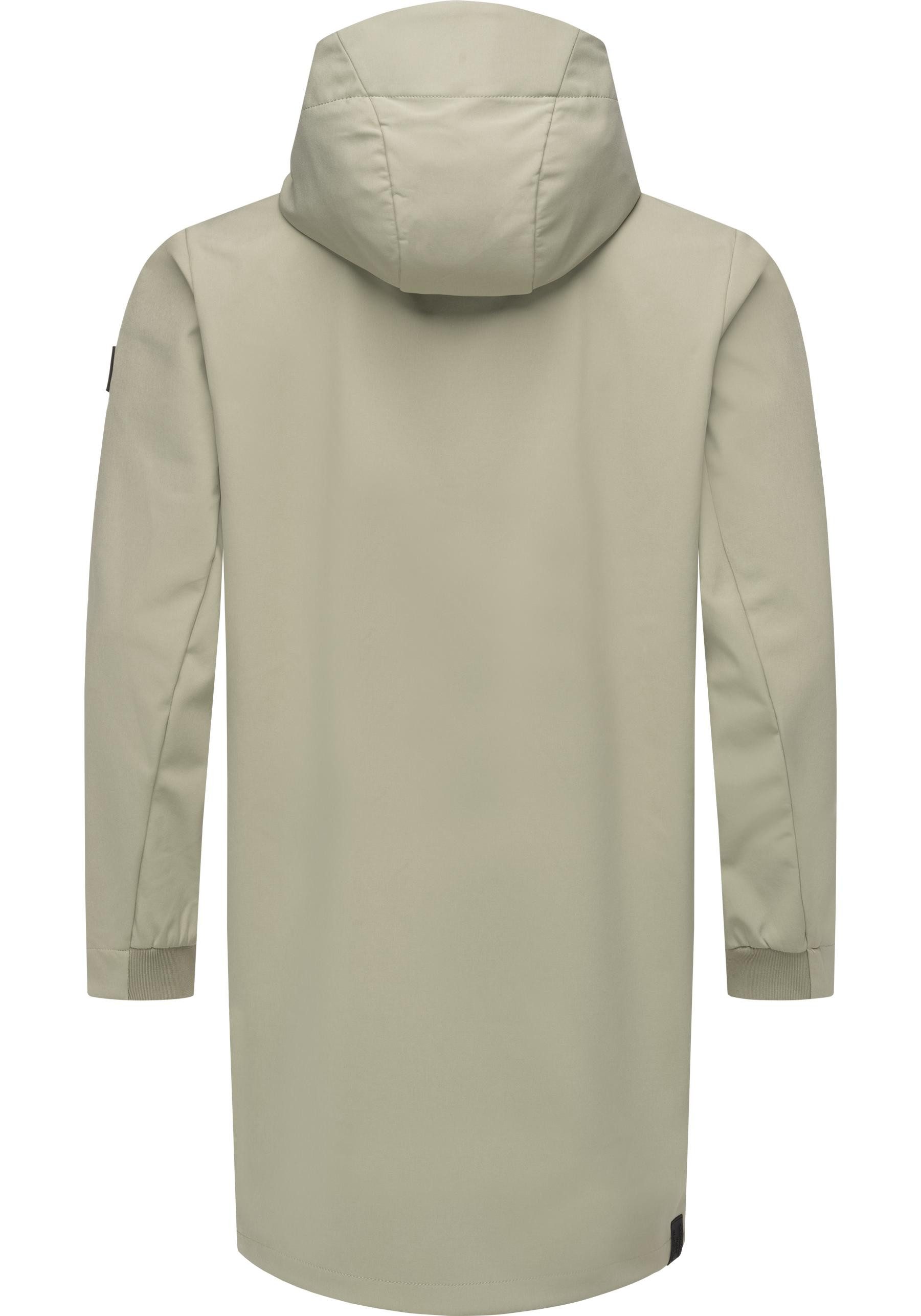 Ragwear Softshellparka Shellwie Long Wasserdichter Herren Softshellmantel mit Kapuze