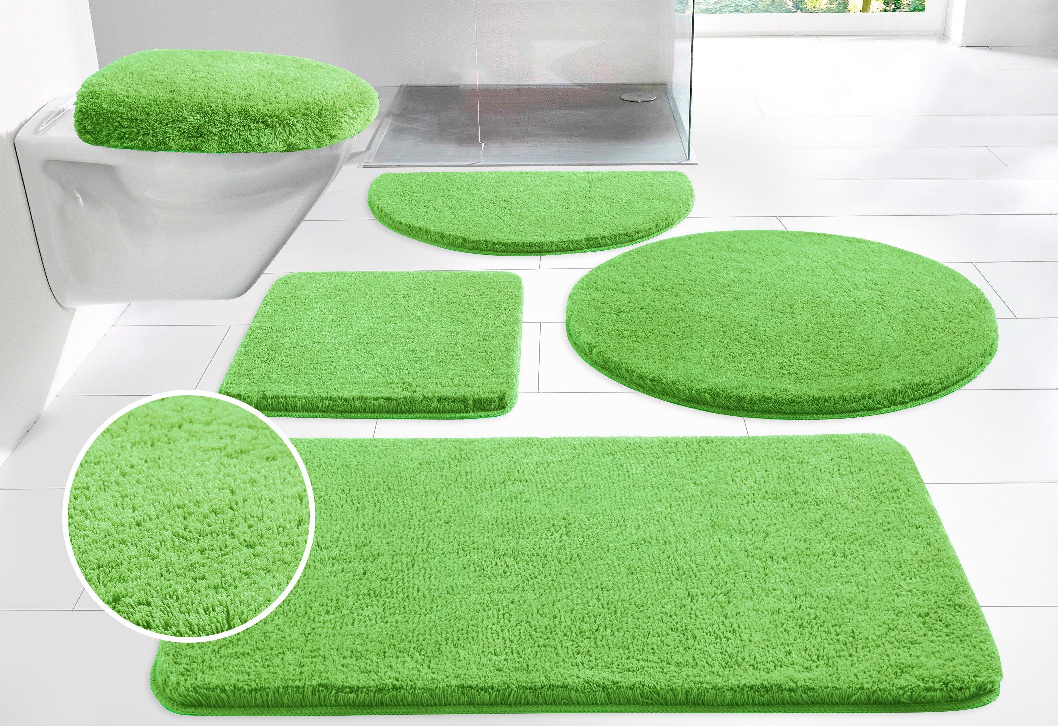 my home Badematte Merida, Badvorleger, Badezimmer Teppich, Höhe 32 mm, rutschhemmend beschichtet, fußbodenheizungsgeeignet, schnell trocknend, strapazierfähig, Kunstfaser, rechteckig, Badteppich, Uni Farben, rechteckig, rund & als 2-tlg. Set erhältlich