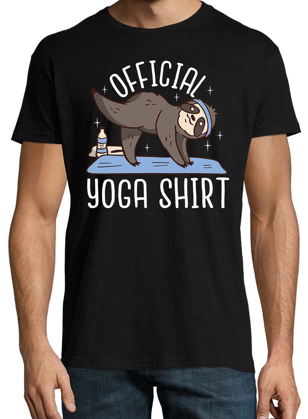 Youth Designz T-Shirt Official Herren Faultier Shirt Yoga mit Frontprint Schwarz lustigem