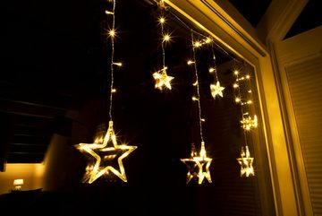 Spetebo Lichtervorhang LED Sternen Lichtervorhang warm weiß - 63 LED, 100 cm - Deko Lichterkette mit 63 LED für Innen