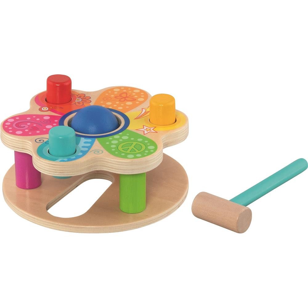 goki Klopfbank Klopfbank Hammerbank Holz Motorikspiel Steckspiel Kinder ab 1 Jahr, Fördert Motorik und Hand-Auge-Koordination