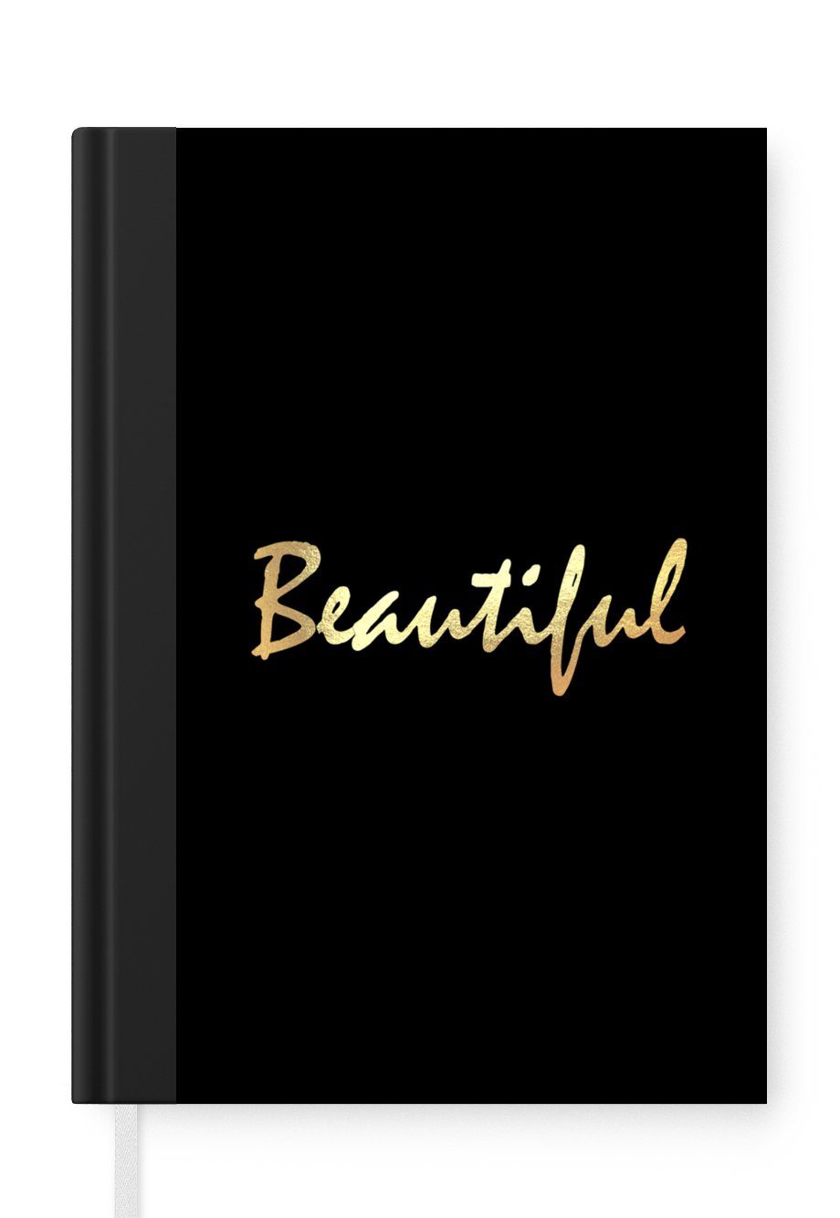 MuchoWow Notizbuch Zitat - Schönheit - Schwarz - Gold, Journal, Merkzettel, Tagebuch, Notizheft, A5, 98 Seiten, Haushaltsbuch
