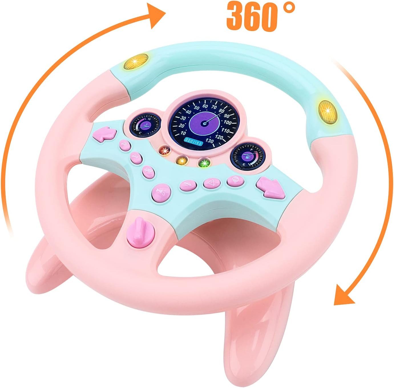 FELIXLEO Lernspielzeug Kinder Lenkrad Fahrsimulation 360° Licht Sound Spielzeug Rosa (1-St) – Bild 5 von 5