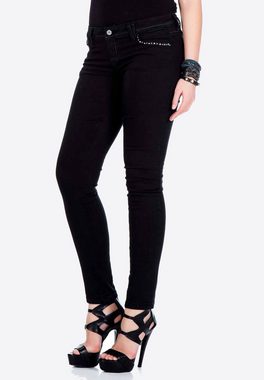 Cipo & Baxx Slim-fit-Jeans mit funkelndem Steinbesatz an den Taschen