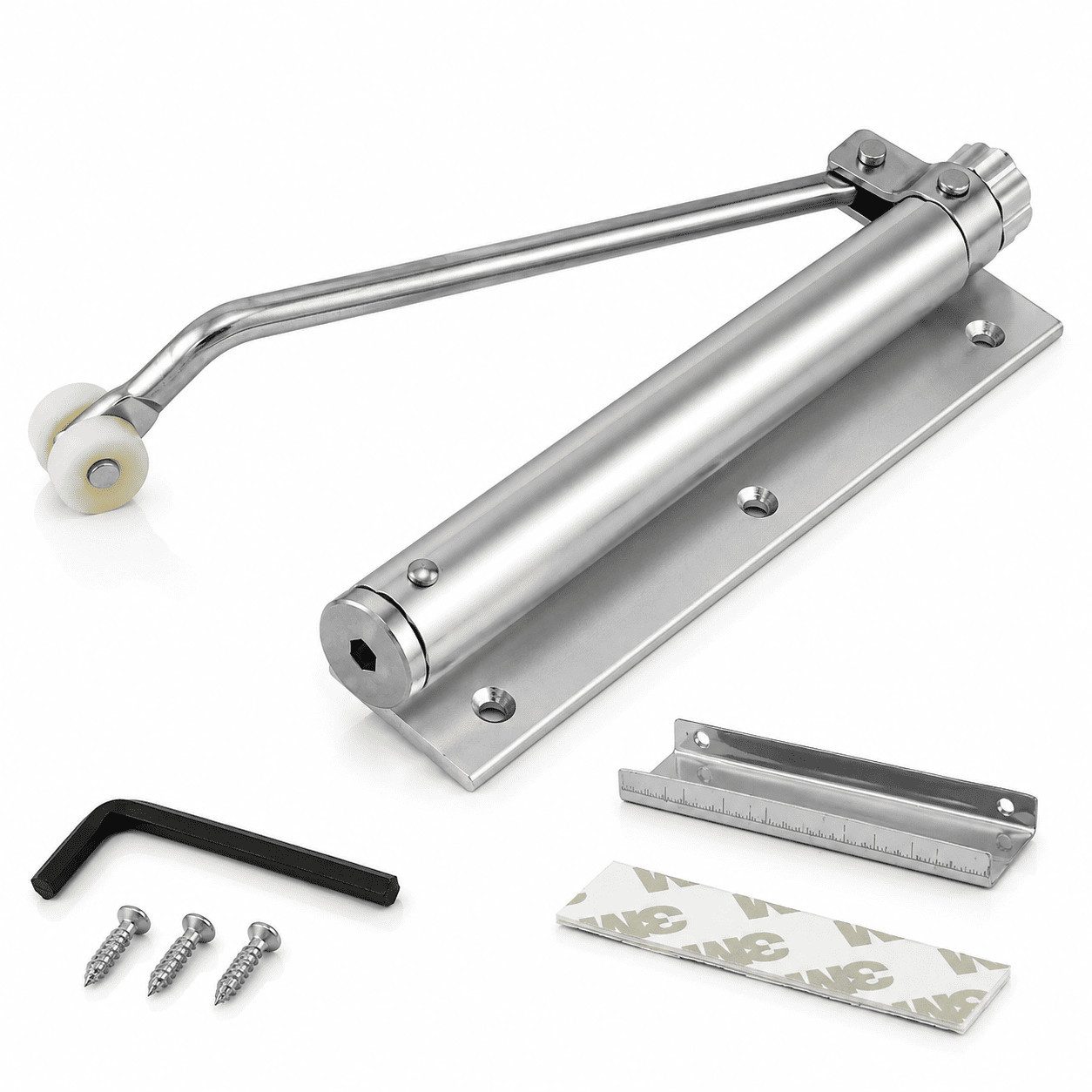 MidGard Türschließer automatisch aus Aluminium inkl. Schrauben & Schlüssel Federschließer