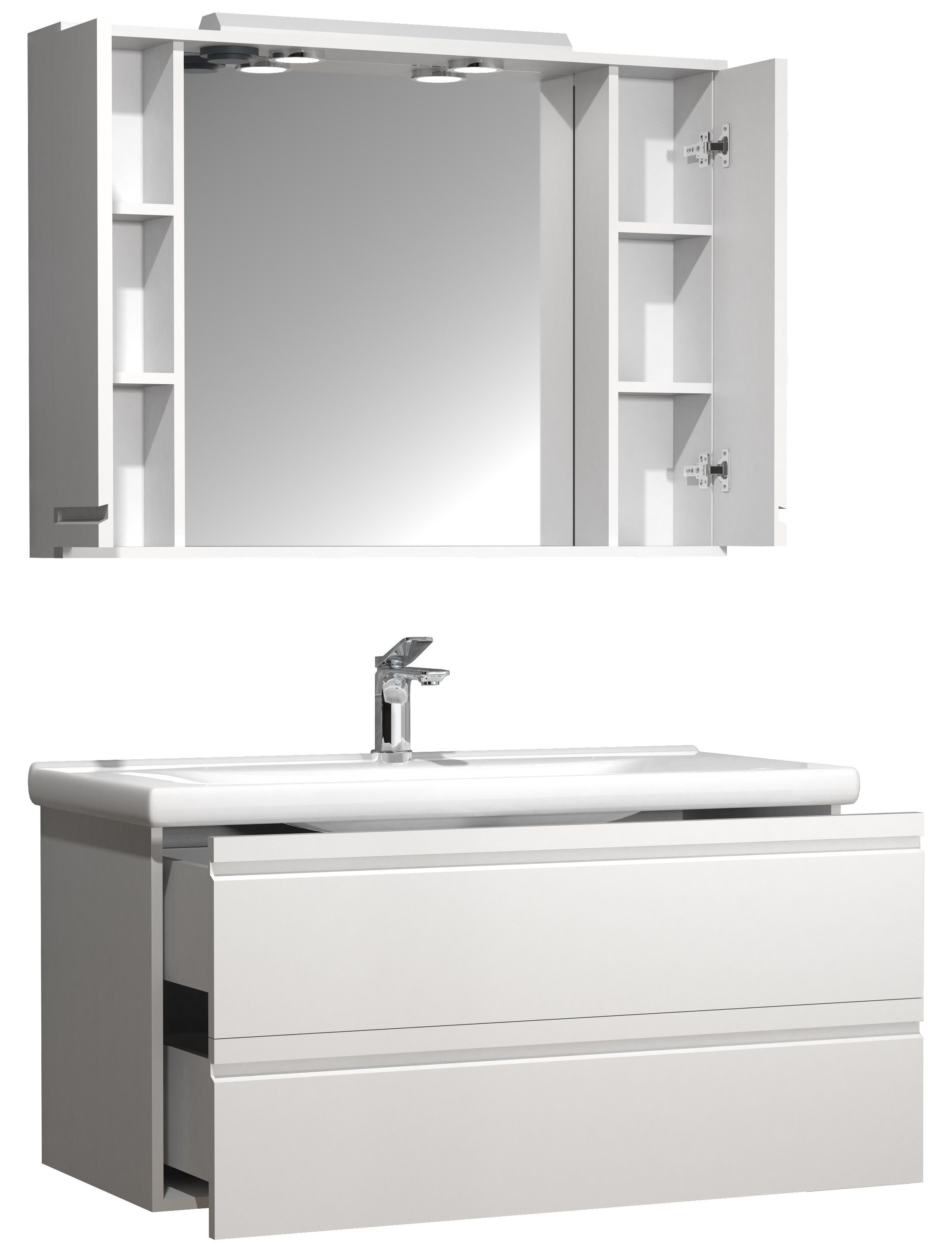 VCM Waschtisch 3-tlg. Waschplatz Waschtisch Schubladen Silora XL