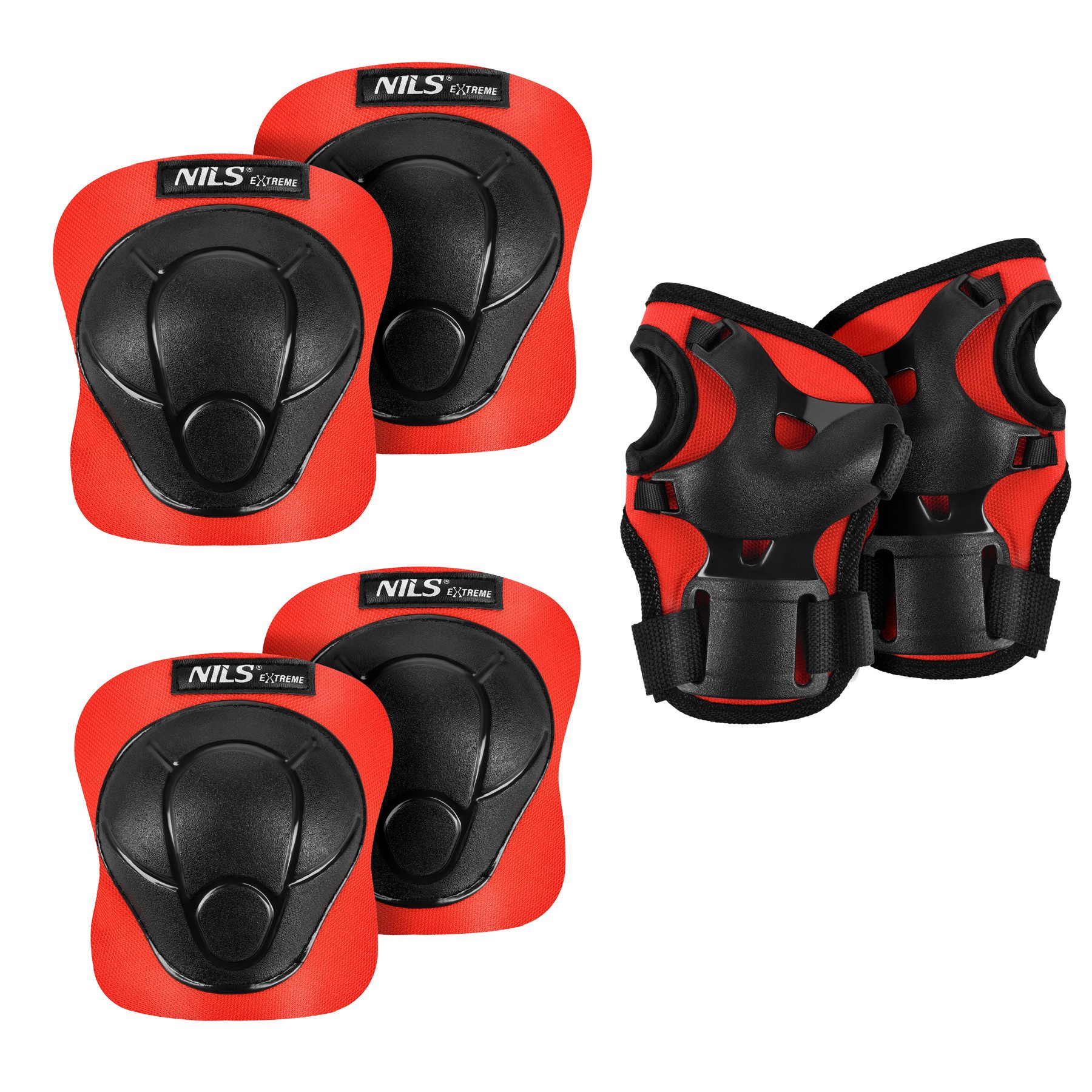 NILS EXTREME Schutz-Set Schonerset Knieschützer Ellenbogenschützer, Hartschale, Klettverschluss, atmungsaktiv, 6-teilig