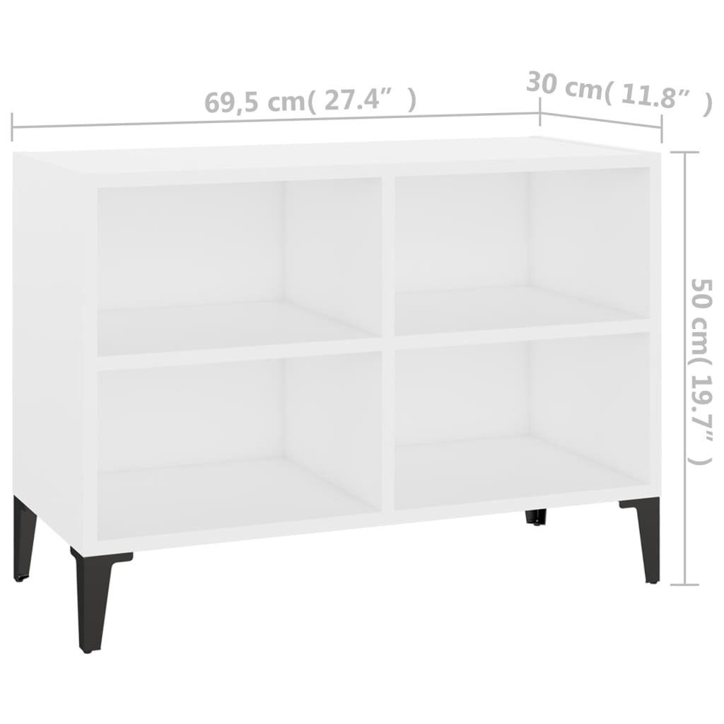 furnicato 69,5x30x50cm Weiß mit Metallbeinen TV-Schrank