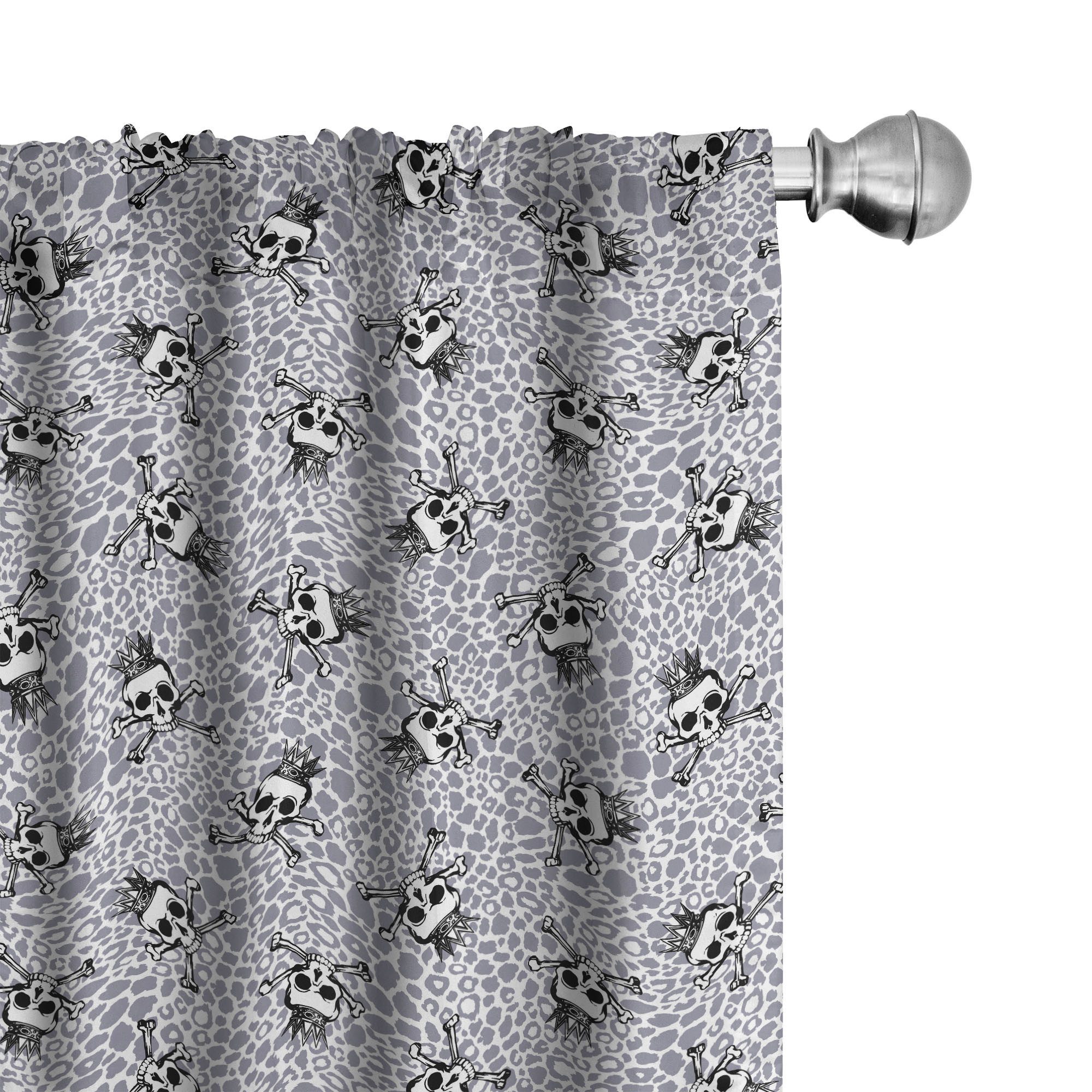 Vorhänge Gotisch Mit Totenkopf & Rosen – 2er Set, Blickdicht, 175x70 Cm Pro Stück, Thermo- & Schallschutz