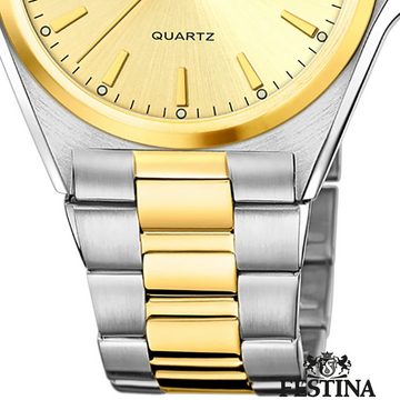 Festina Quarzuhr Festina Herrenuhr Klassik, Herren Armbanduhr rund, Edelstahlarmband silber, gold, Casual