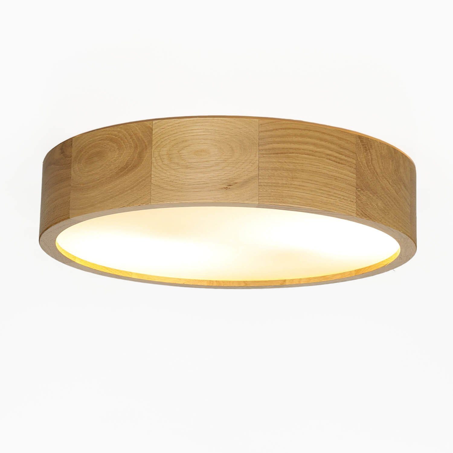 Moderne Holz Flur ARBARO, blendarm Deckenbeleuchtung ohne Deckenlampe Eiche rund Deckenleuchte Leuchtmittel, Licht-Erlebnisse