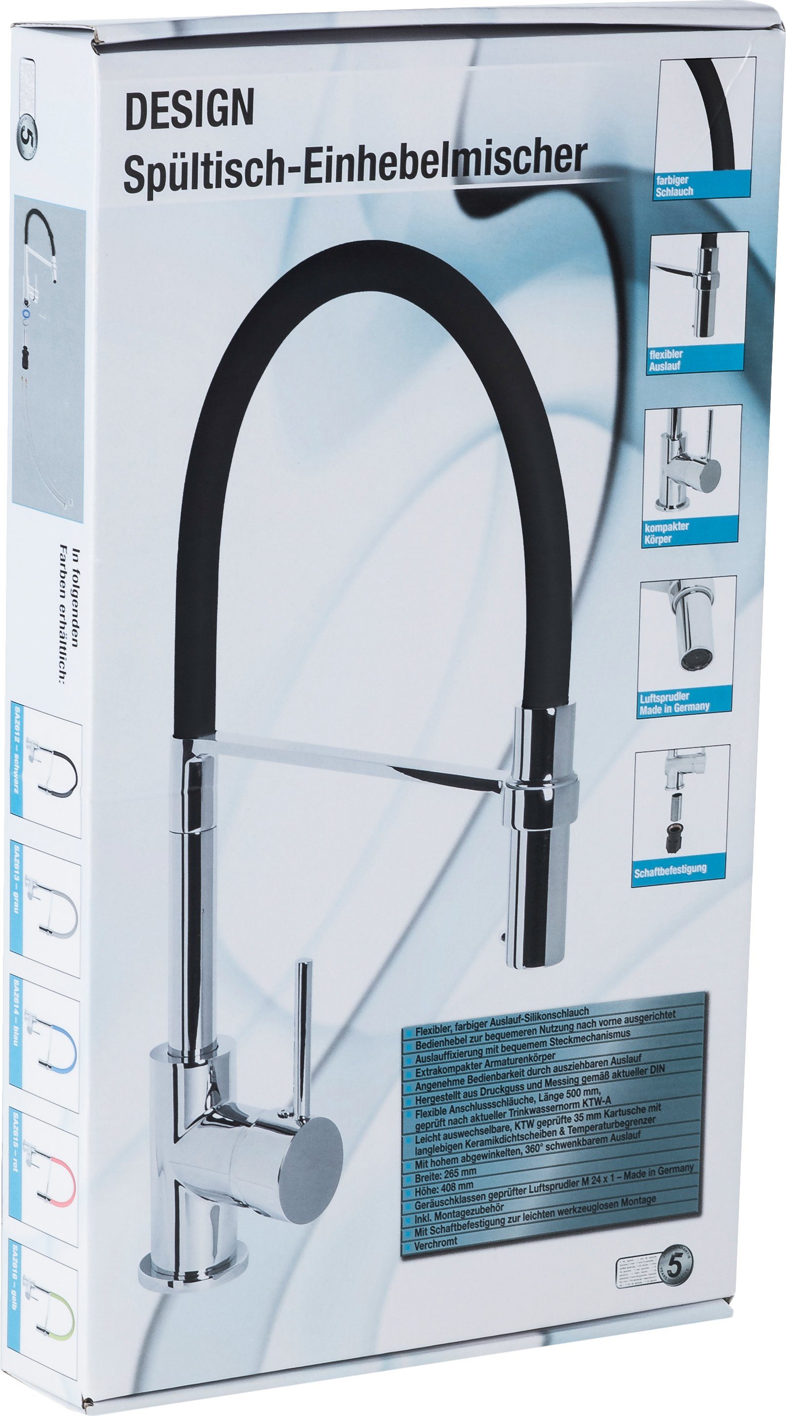 CORNAT Spültischarmatur Druckgusskörper, chrom - 360° schwenkbarer Silikon-Auslauf Mit Brause-Arretierung/ Hochdruck-Armatur/ Küchenarmatur /Wasserhahn