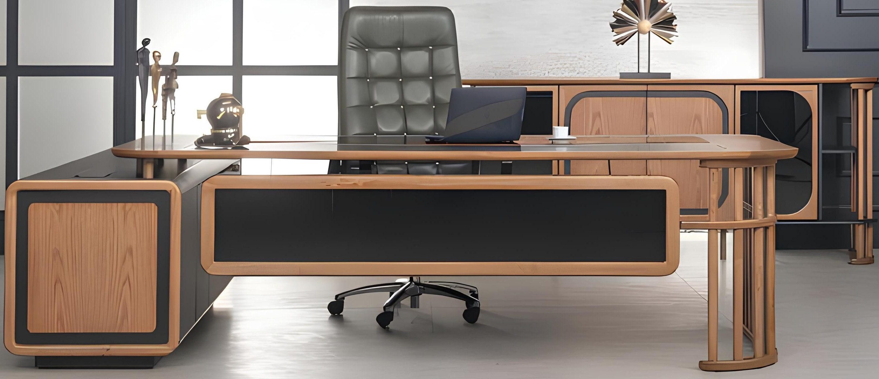 Xlmoebel Eckschreibtisch Luxus-Schreibtisch in Schwarz und Braun, elegantes Design (1-St., Eckschreibtisch), Hergestellt in Europa