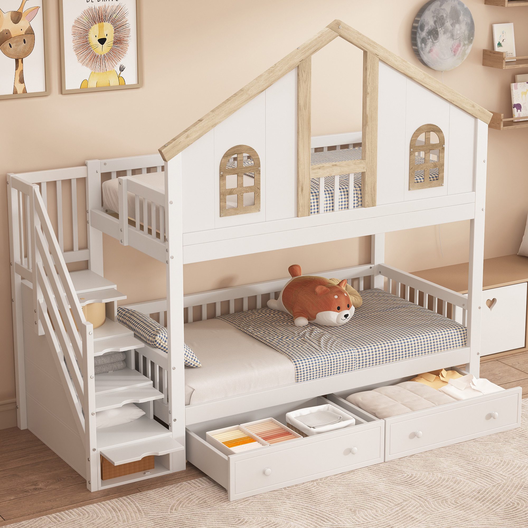 Merax Etagenbett (Stockbett mit Stauraum), Kinderbett günstig online kaufen