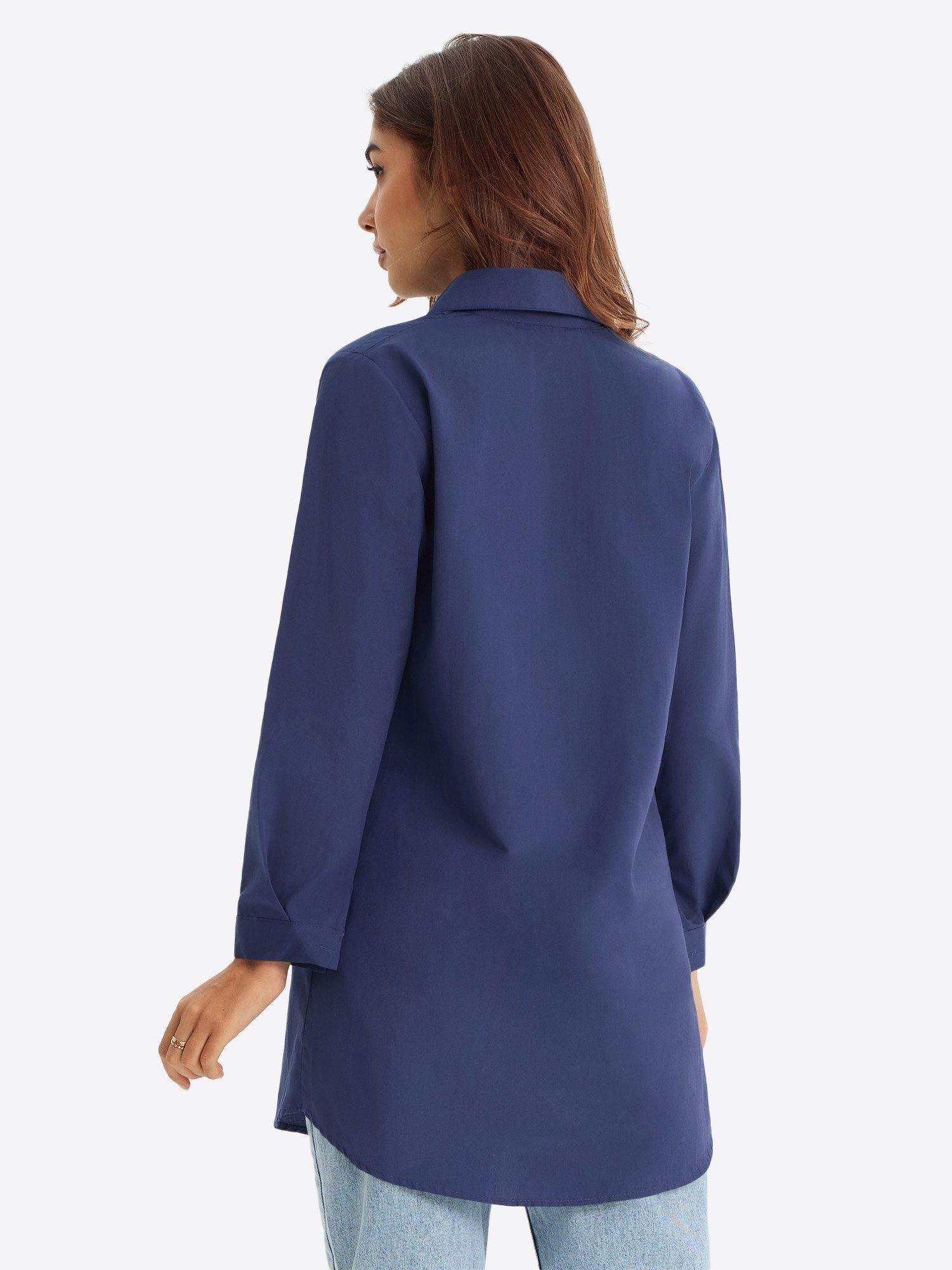 Imily Bela Blusenkleid Damen Langarm Bluse Kleid Elegant mit Hemdkragen und Knopfleiste (Packung, 1-tlg., 1per-Pack) in Unifarbe