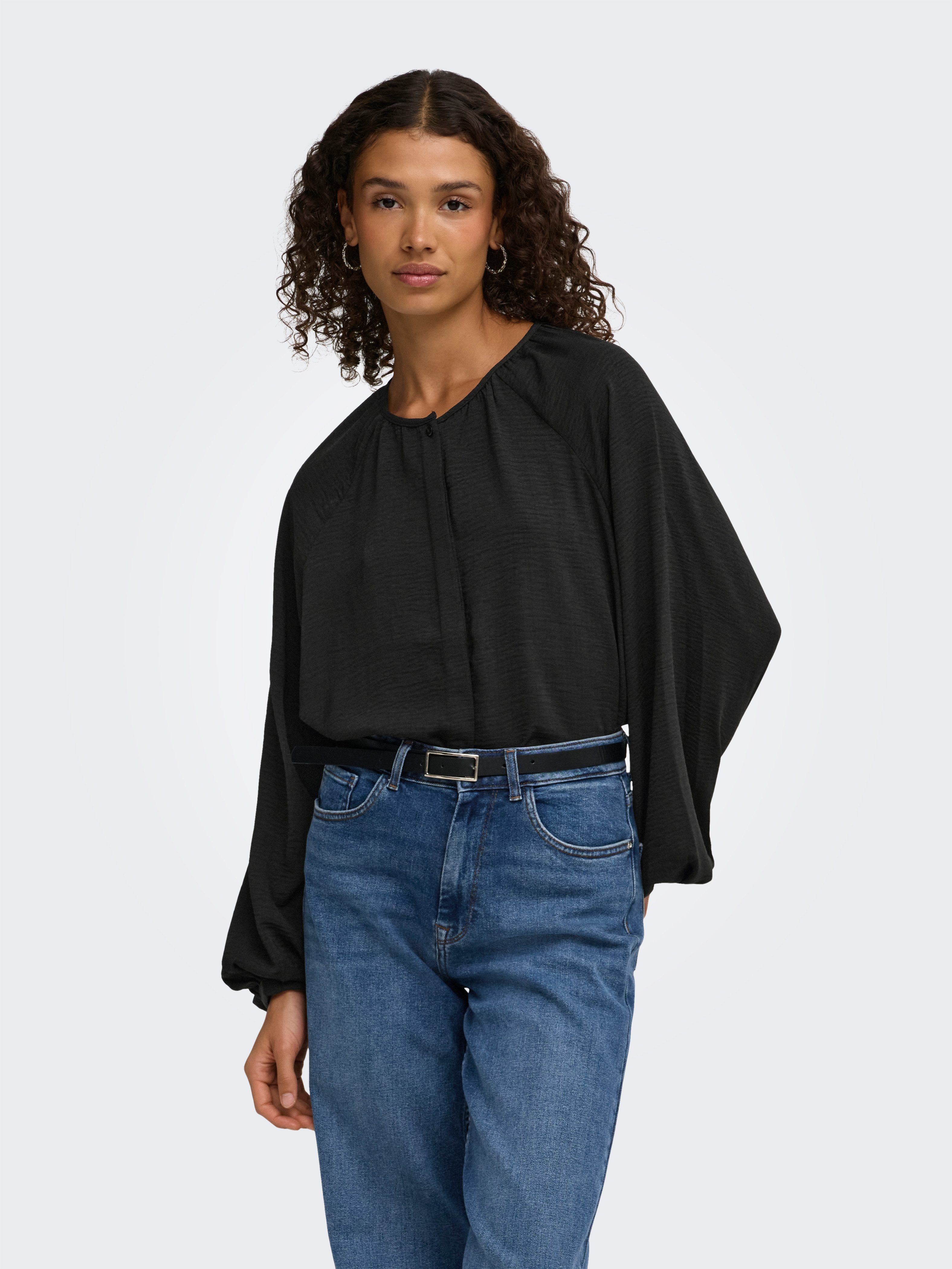 JDY Langarmbluse JDYDIVYA LIFE L/S O-NECK SHIRT WVN Polyester