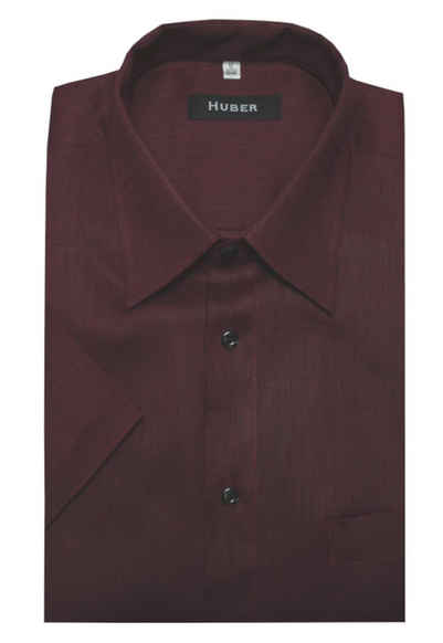 Huber Hemden Leinenhemd HU-0101 Kurzarm 100%Leinen-feiner leichter Stoff Regular Fit-gerader Schnitt