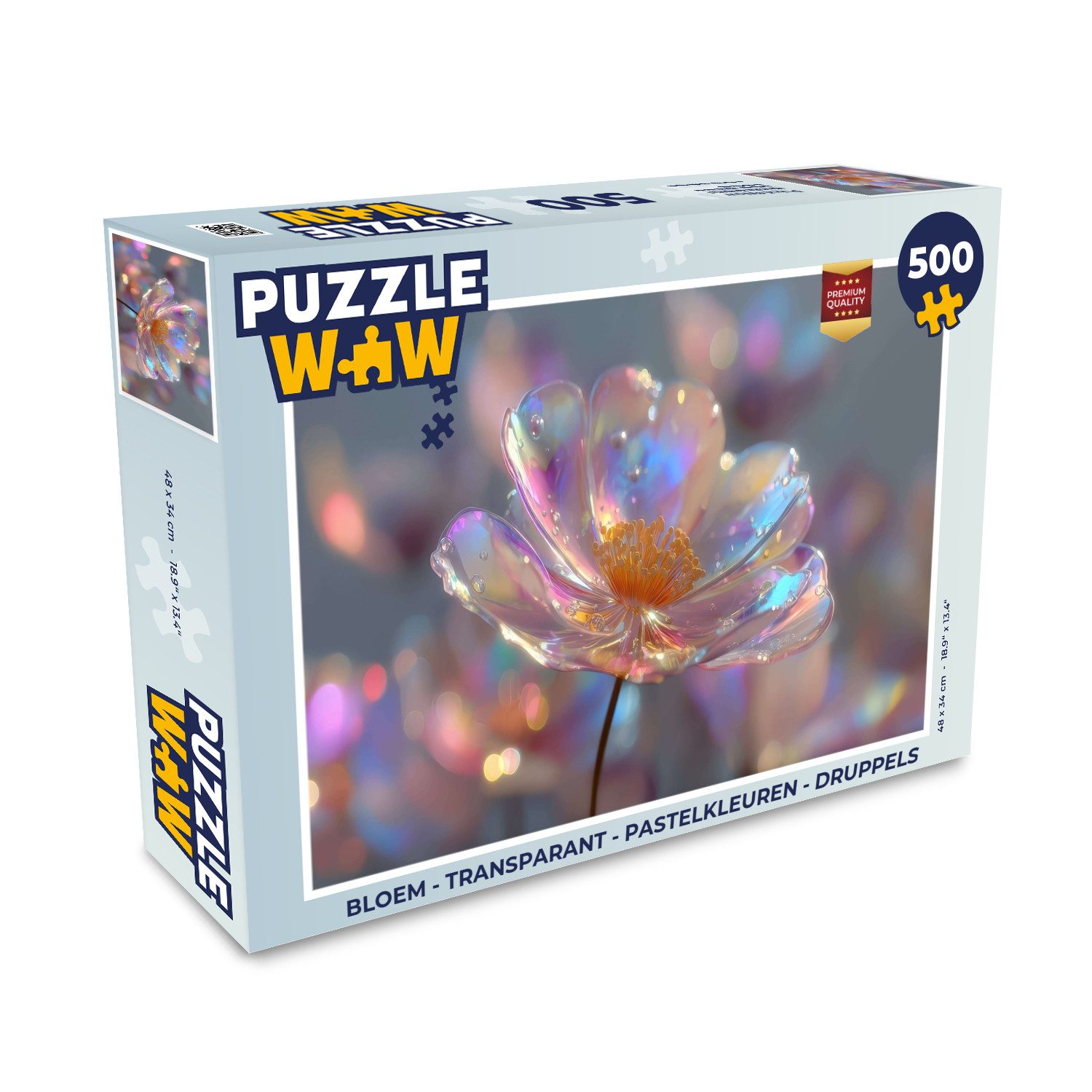 MuchoWow Puzzle Blume - Transparent - Pastellfarben - Tropfen, 500 Puzzleteile, Foto-Puzzle, Bilderrätsel, Puzzlespiele, Spielzeug