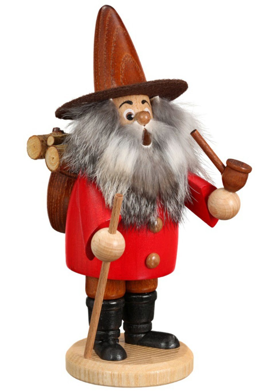DWU - Drechselwerkstatt Uhlig Räuchermännchen DWU Räuchermann Holzsammler rot, (1 St), Handarbeit aus dem Erzgebirge