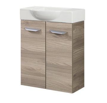 FACKELMANN Waschbecken SBC LUXOR Gäste WC Set 2-teilig 55 cm, Braun hell