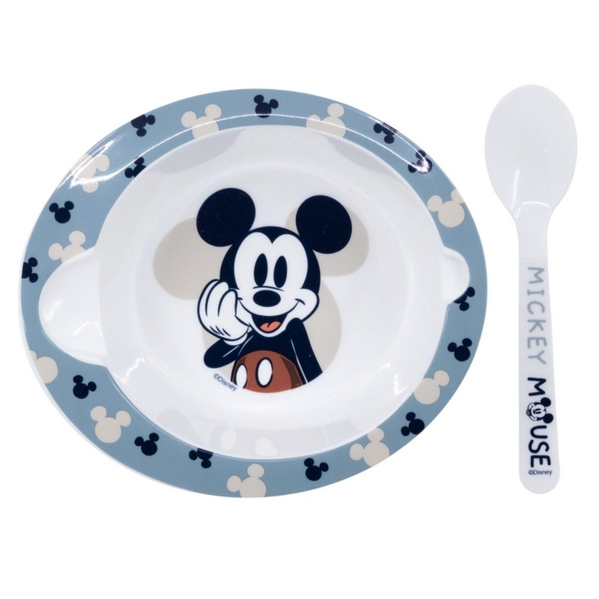 Disney Mickey Mouse Kindergeschirr-Set Kindergeschirr Set Schale und Löffel für Kinder (2-tlg), 1 Personen