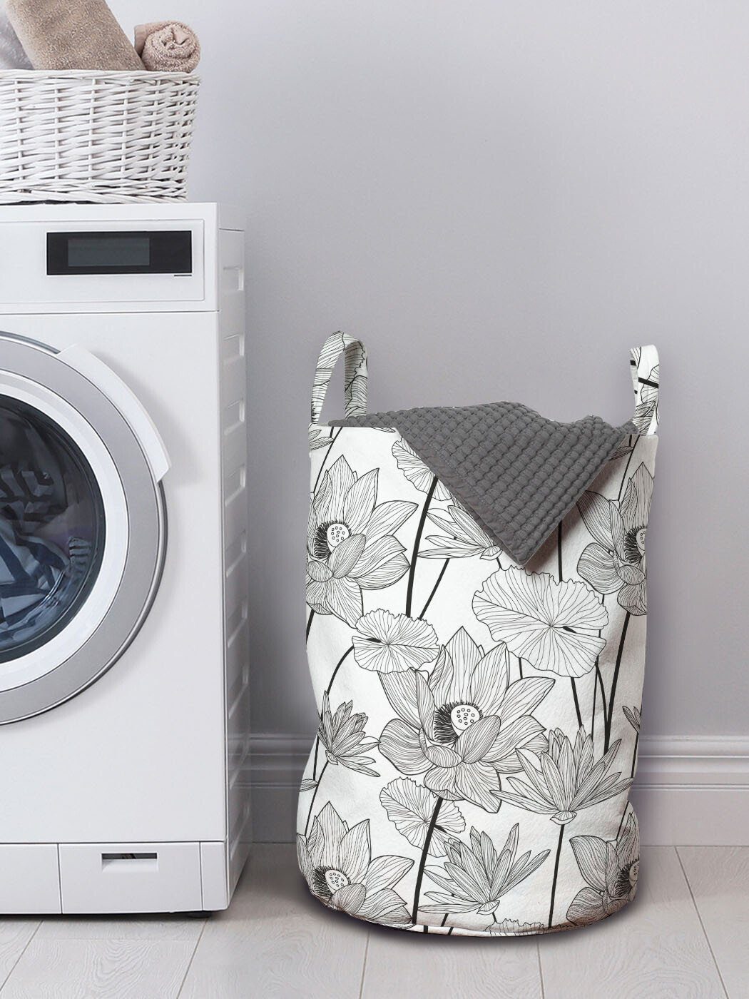 Lotus Abakuhaus Wäschekorb mit Der Kordelzugverschluss Griffen für Waschsalons, Wäschesäckchen Wohlstand