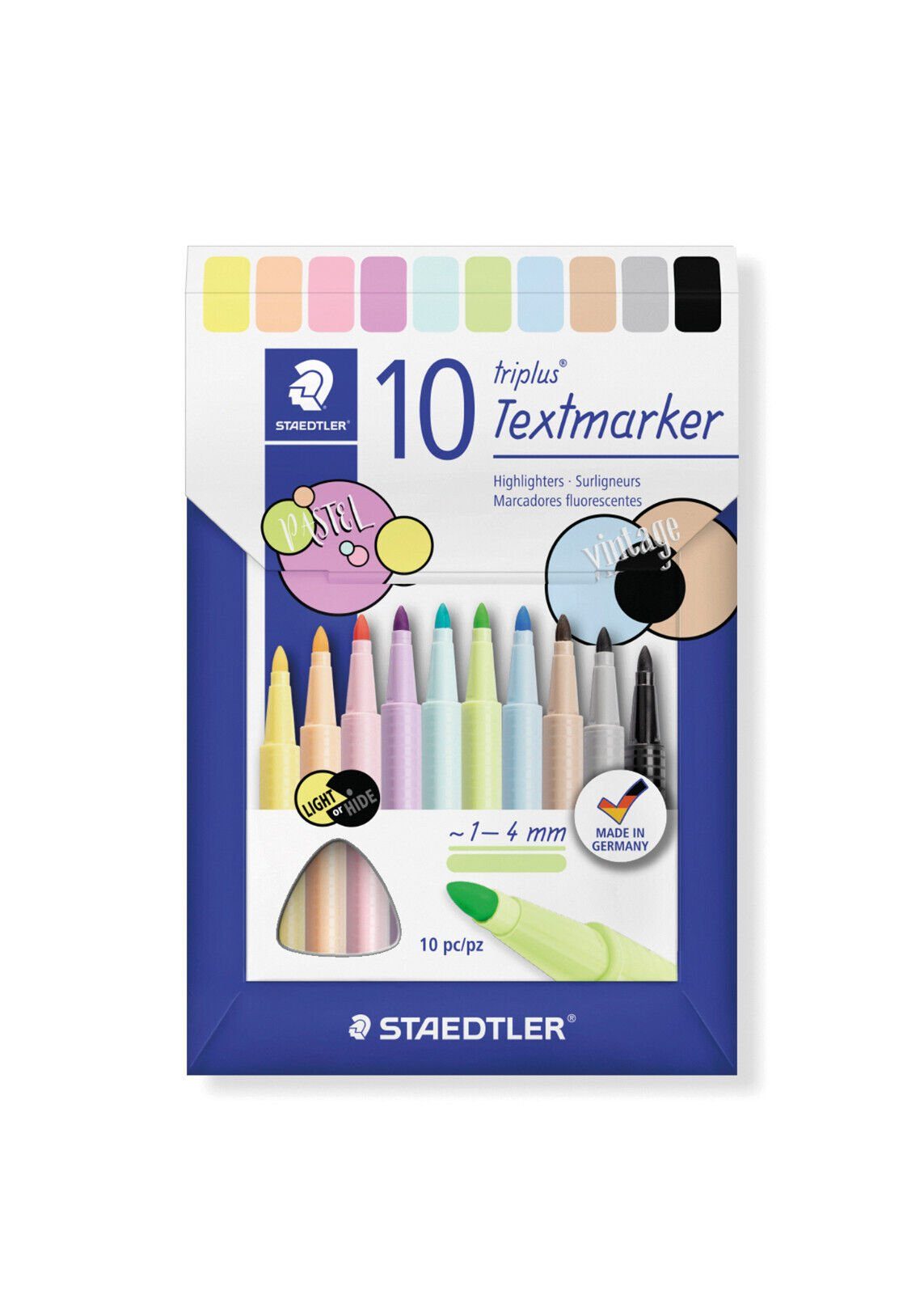 STAEDTLER Marker STAEDTLER® Textmarker triplus® textsurfer® 10er Set 362 C10 1 - 4 mm, Leuchtinte auf Wasserbasis