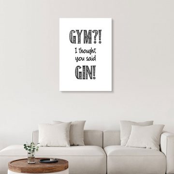 Posterlounge Acrylglasbild Typobox, Gym oder Gin?!, Bar Illustration