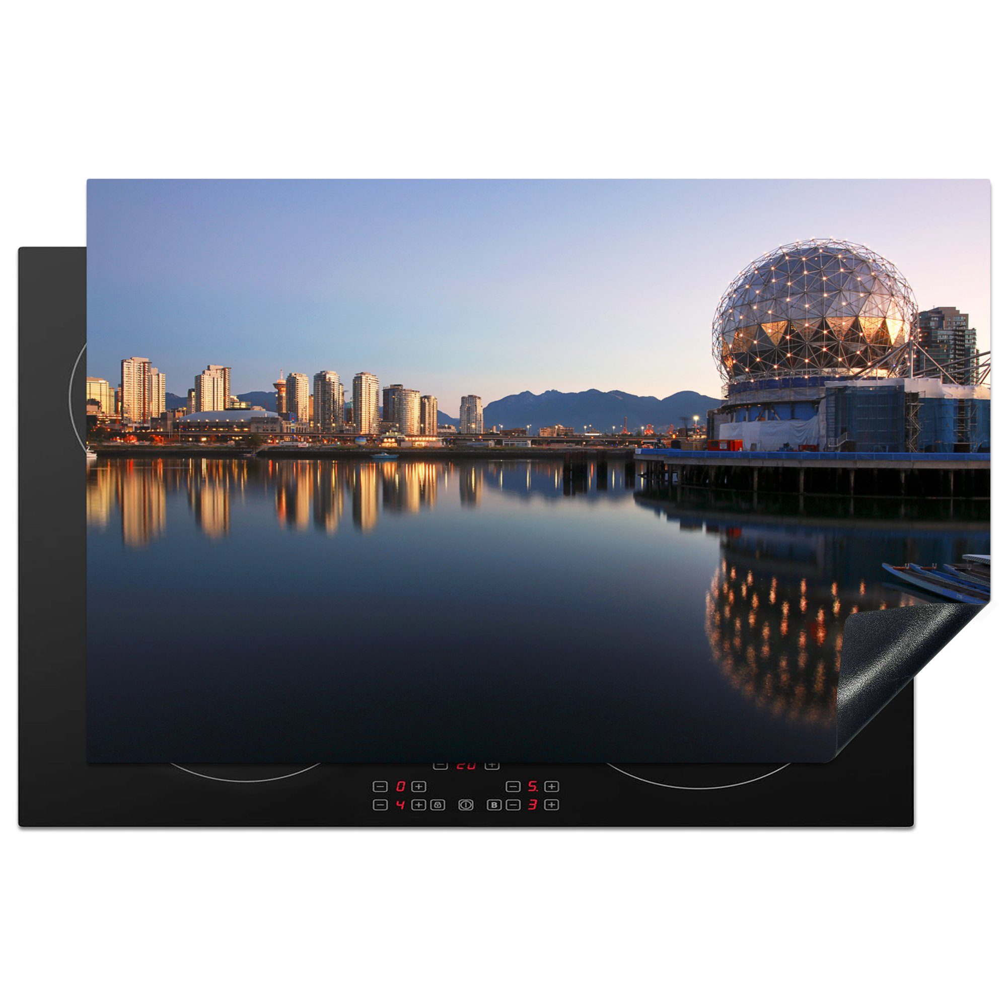 MuchoWow Herdblende-/Abdeckplatte Blick auf die Stadt Vancouver in Kanada, Vinyl, (1 tlg), 81x52 cm, Induktionskochfeld Schutz für die küche, Ceranfeldabdeckung