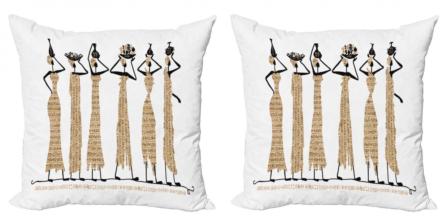 Kissenbezüge Modern Accent Doppelseitiger Digitaldruck, Abakuhaus (2 Stück), Ägypten Oriental-Frauen-Entwurf