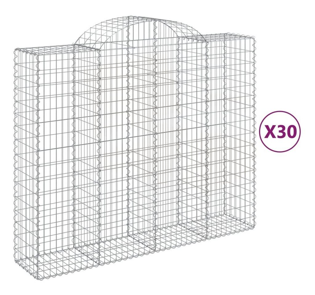 Thumbnail - vidaXL Blumentopf Gabionen mit Hochbogen 30Stk. 200x50x160/180cm Verzinktes Eisen (30 St)