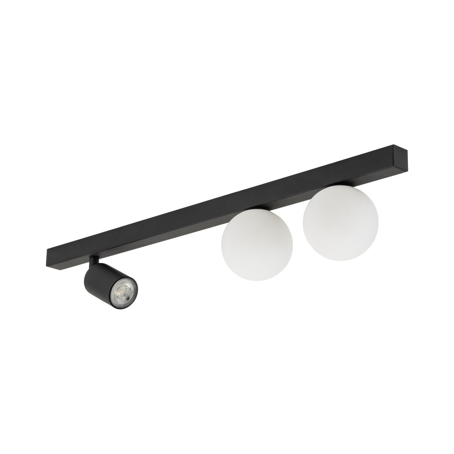 Licht-Erlebnisse Deckenstrahler THOMAS, ohne Leuchtmittel, Metall Glas 70 cm lang GU10 + 2x G9 Schwarz Weiß