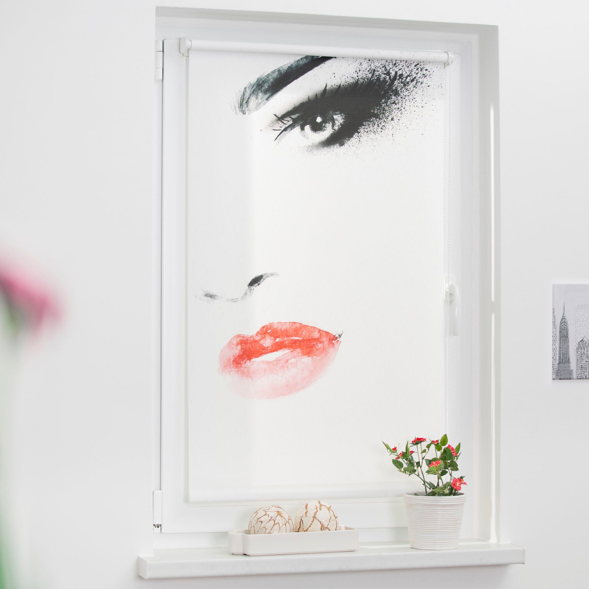 Seitenzugrollo Klemmfix Motiv Face, LICHTBLICK ORIGINAL, günstig online kaufen