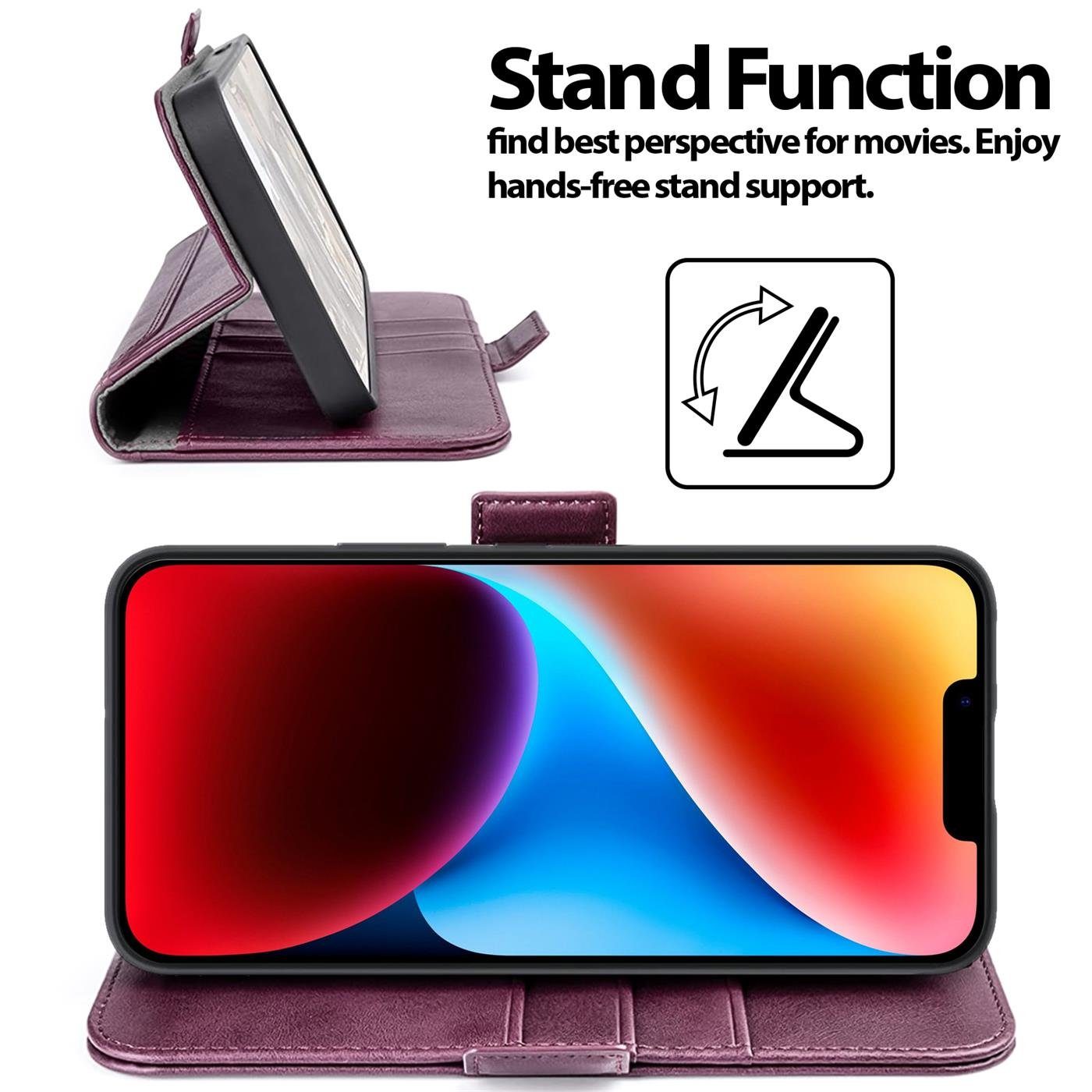 CoolGadget Handyhülle Book Case Elegance Tasche für Apple iPhone 14 6,1 Zoll, Hülle Magnet Klapphülle Flip Case für iPhone 14 Schutzhülle