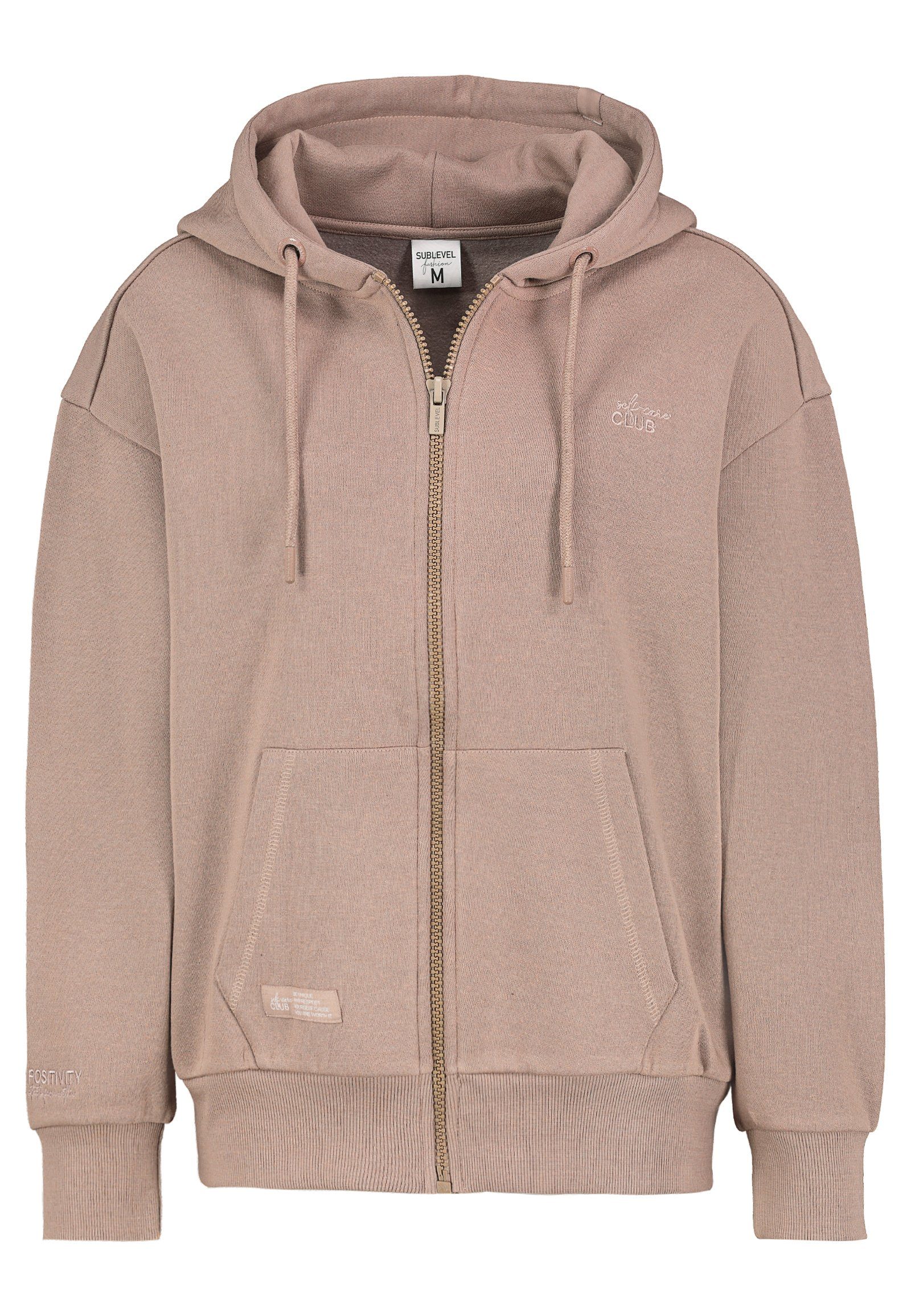 Damen Basic Kapuzensweatjacke Sweatjacke light-brown SUBLEVEL