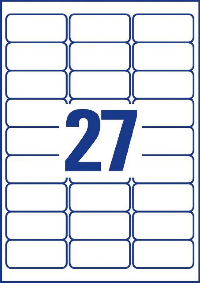 Thumbnail - Avery Zweckform Etiketten Papier-Etiketten stark haftend 63,5x29,6mm VE=20 Bogen/540 Etiketten w