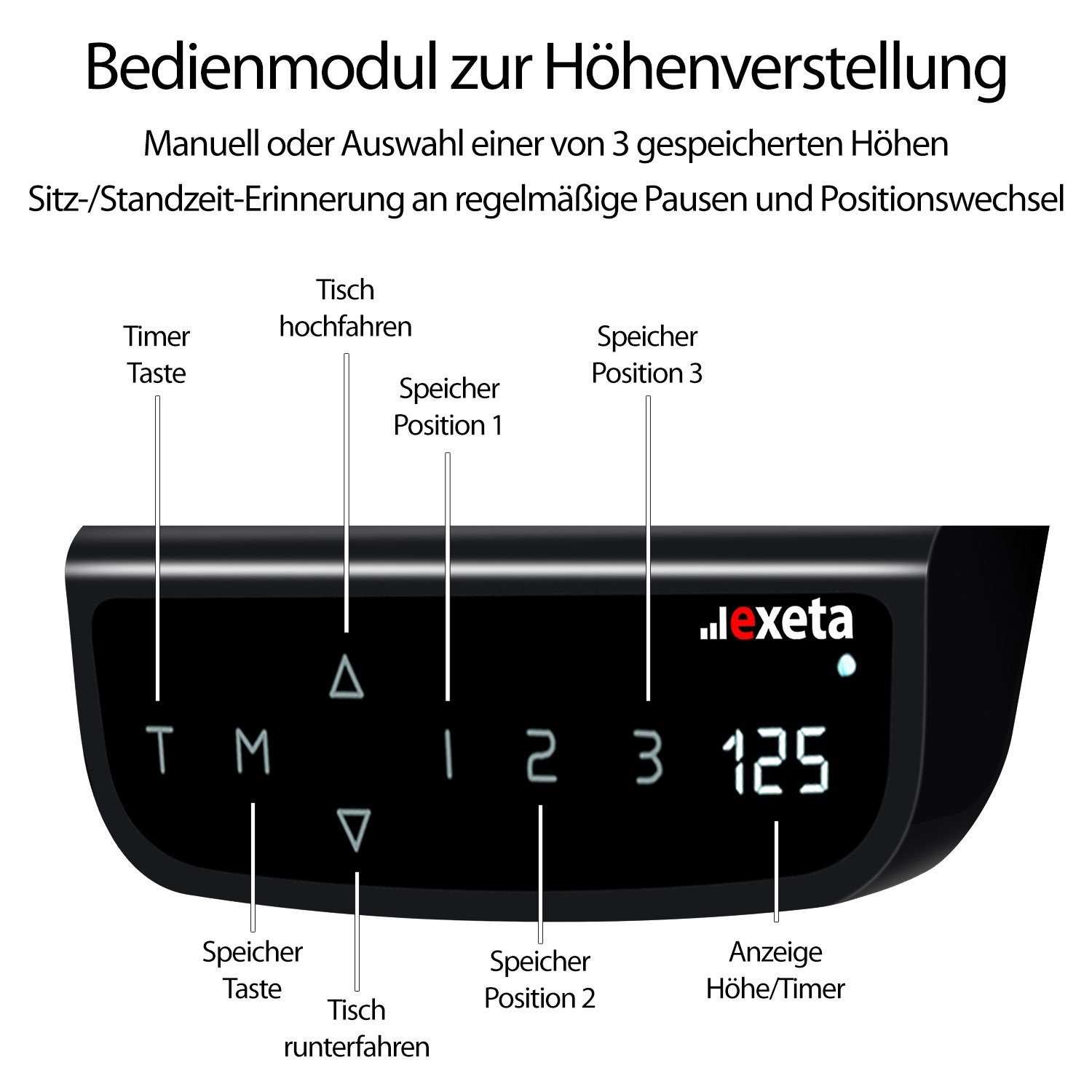 exeta Schreibtisch Exeta ergoPRO Elektrisch höhenverstellbarer Schreibtisch mit 2 Motoren (Set, 1 Tischgestell), elektrische Höhenverstellung von 63cm bis 125cm,flexible Gestellbreite