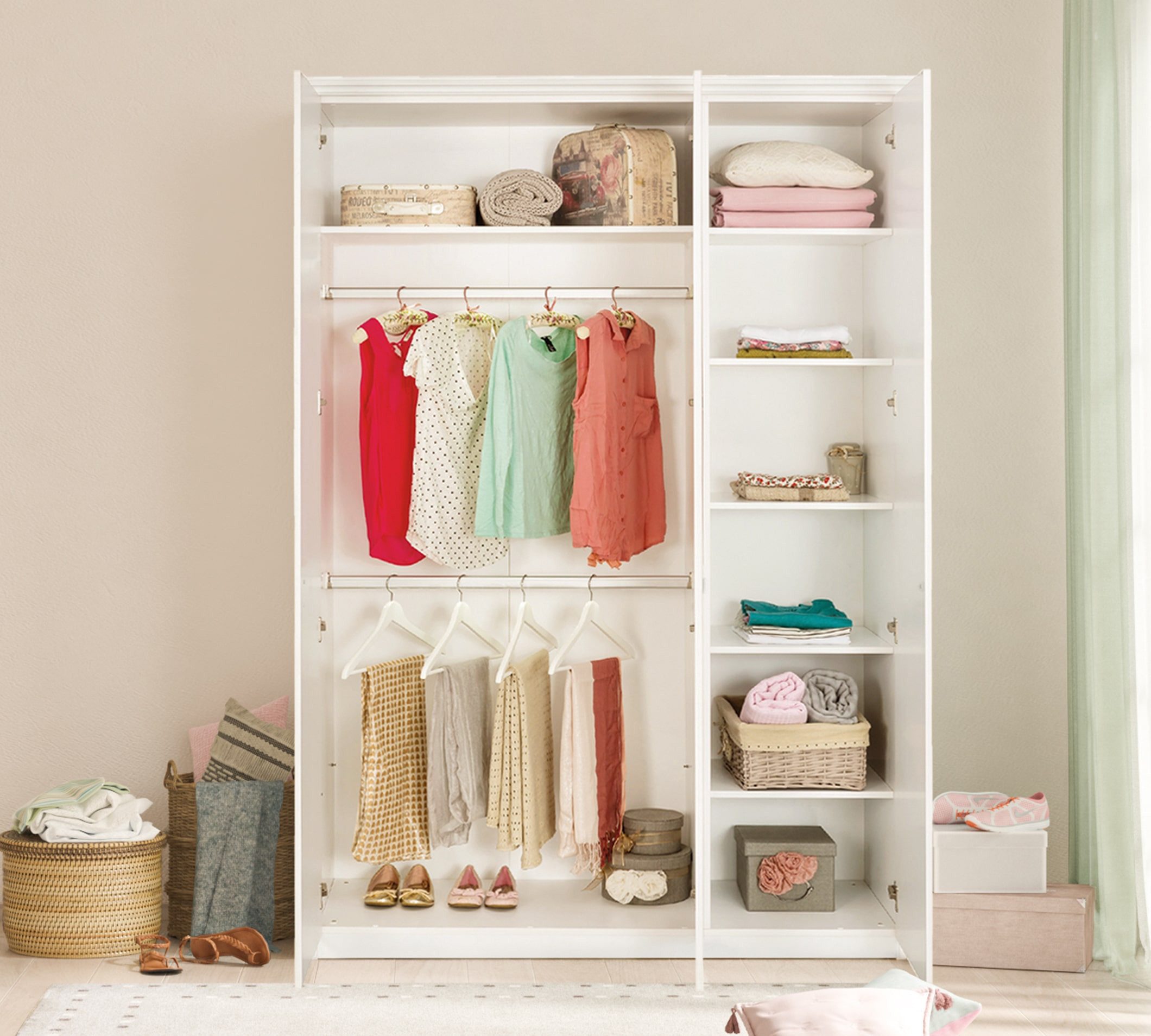 Möbel-Zeit Jugendzimmer-Set Kinderzimmer Set Selena, 3-teilig, (Kleiderschrank, Kinderbett, Nachtkommode)