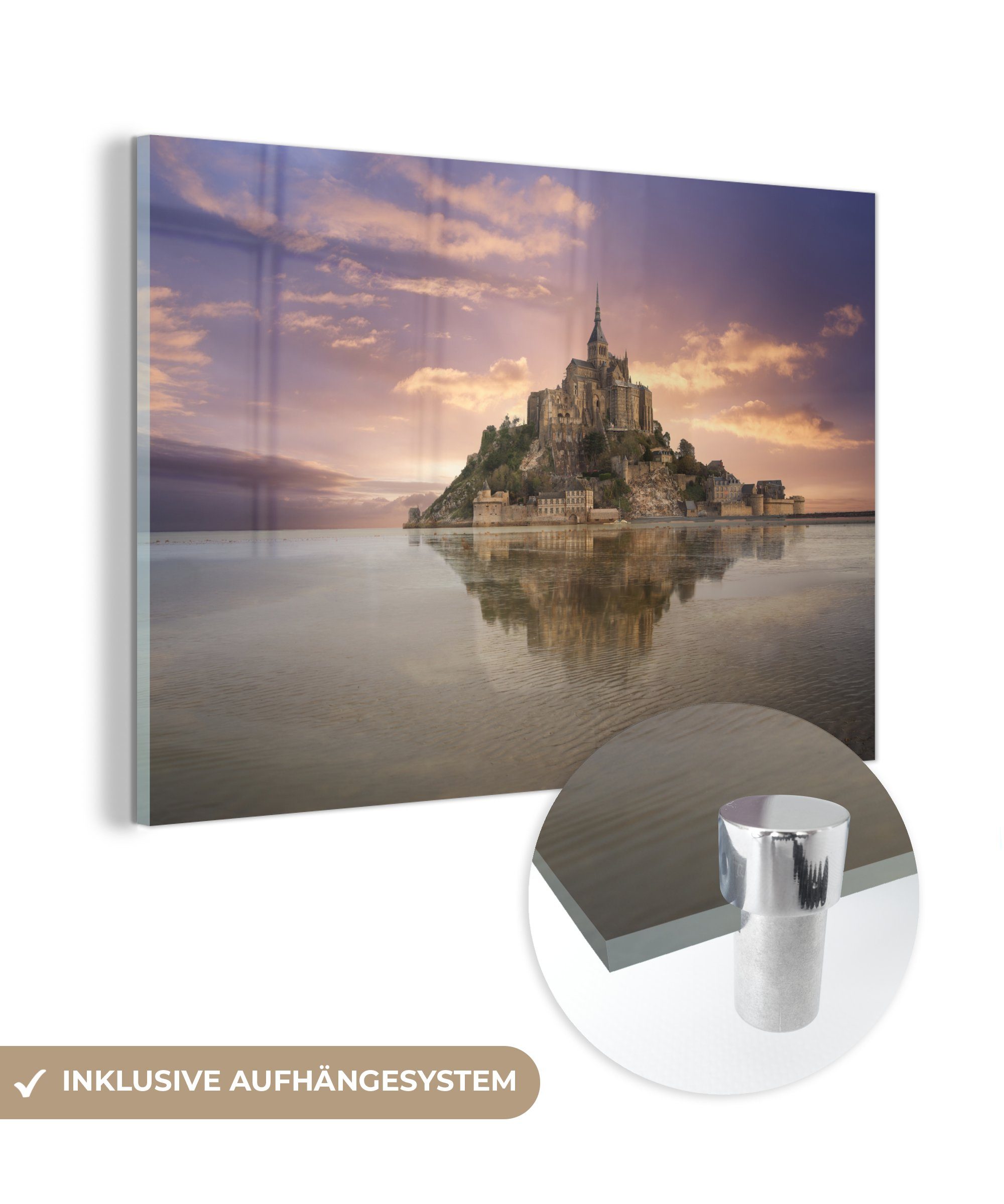 MuchoWow Acrylglasbild Frankreich - Horizont - Wasser, (1 St), Acrylglasbilder Wohnzimmer & Schlafzimmer