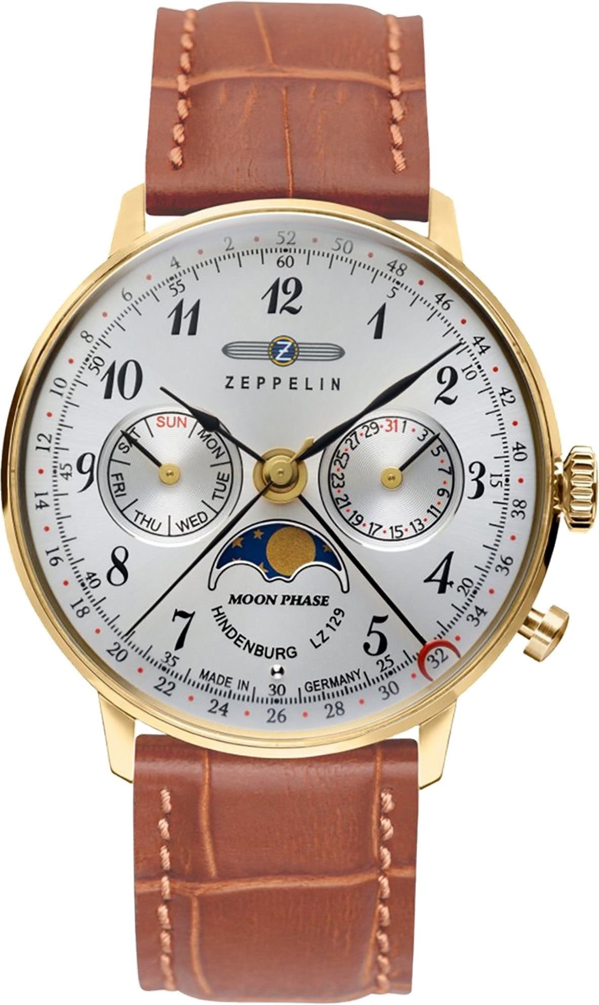 ZEPPELIN Quarzuhr Zeppelin Damen Uhr Elegant Z7039/1 Leder, (Analoguhr), Damen Armbanduhr rund, mittel (ca. 36mm), Lederarmband braun